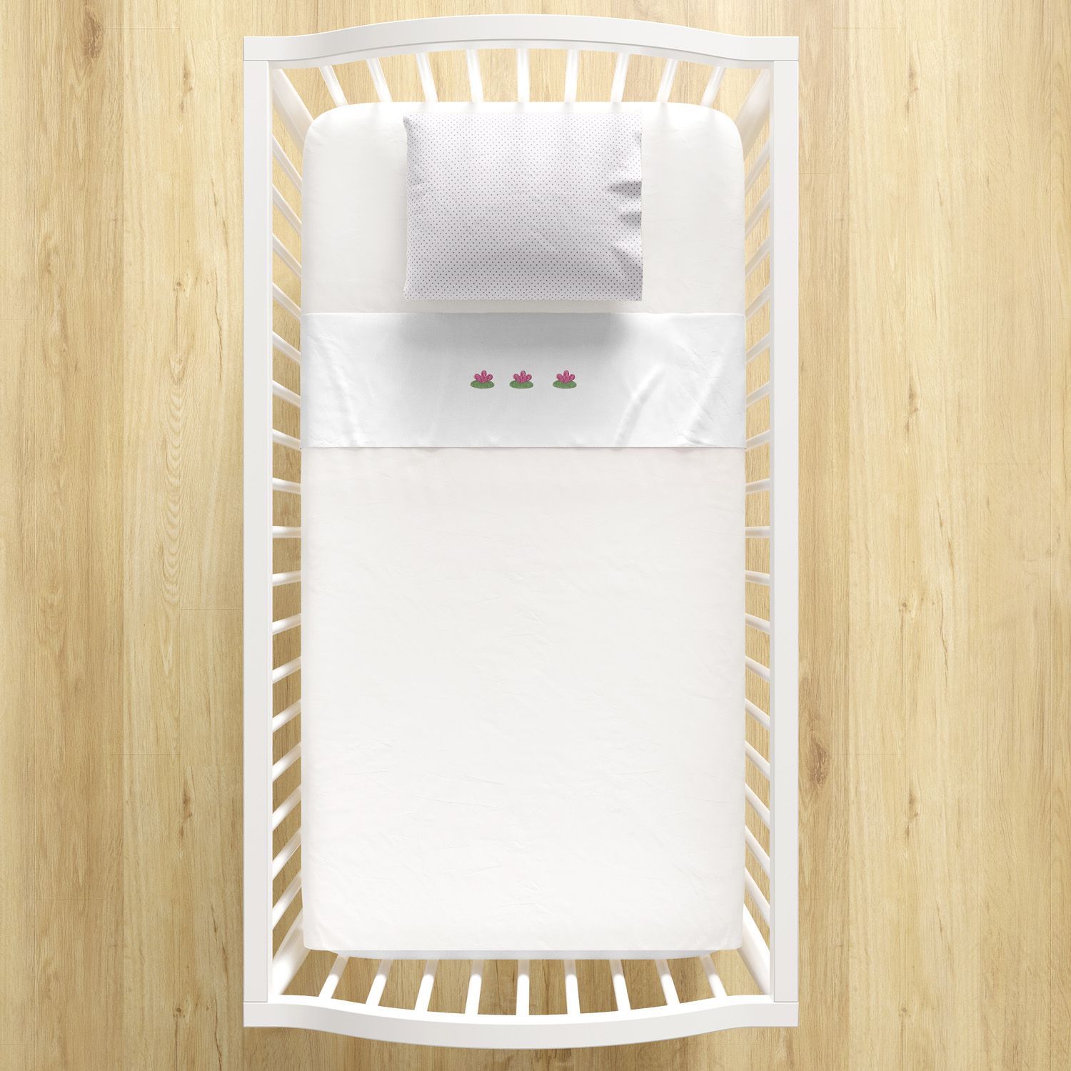 Jogo de Lençol Berço Bordado Vitória-Régia 3 peças