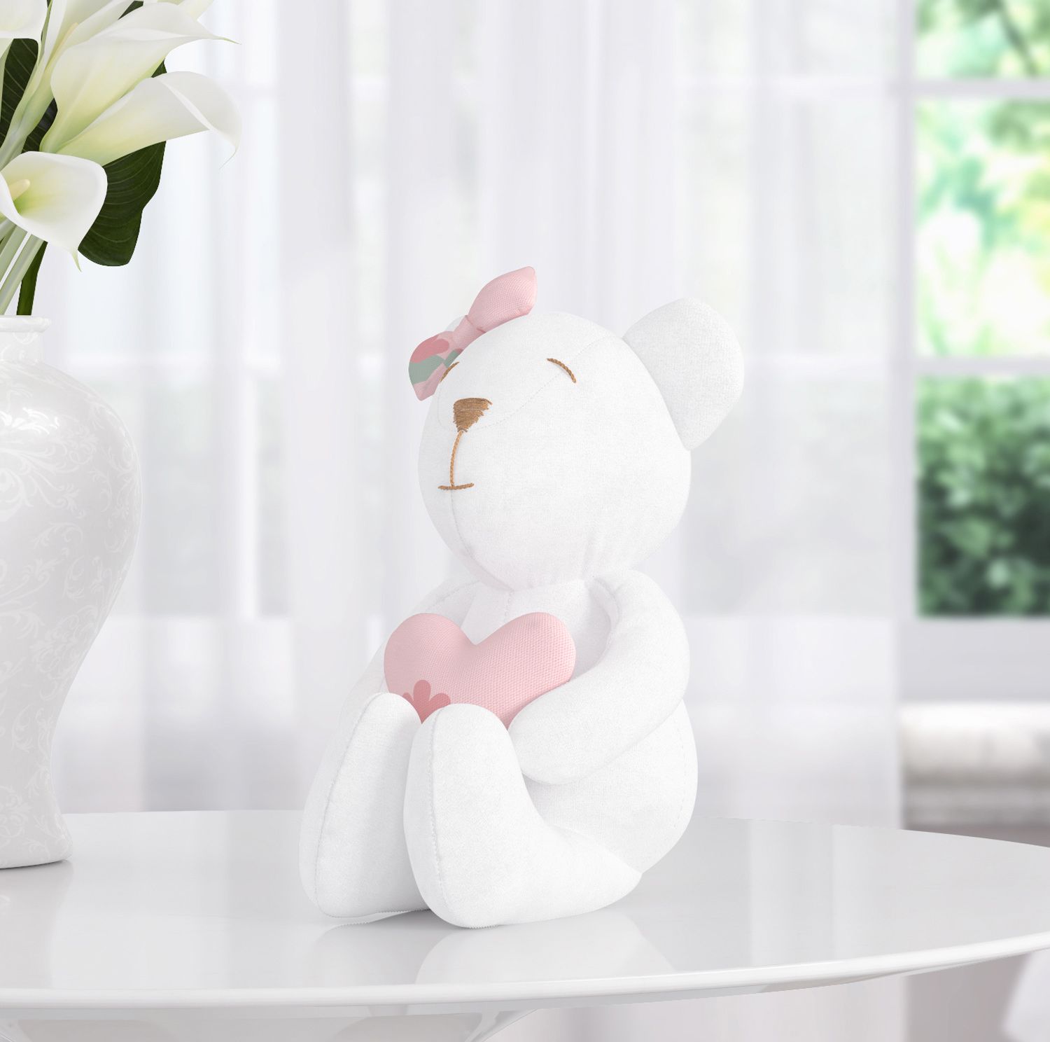 Ursa Clássica com Coração Floral Monet 42cm