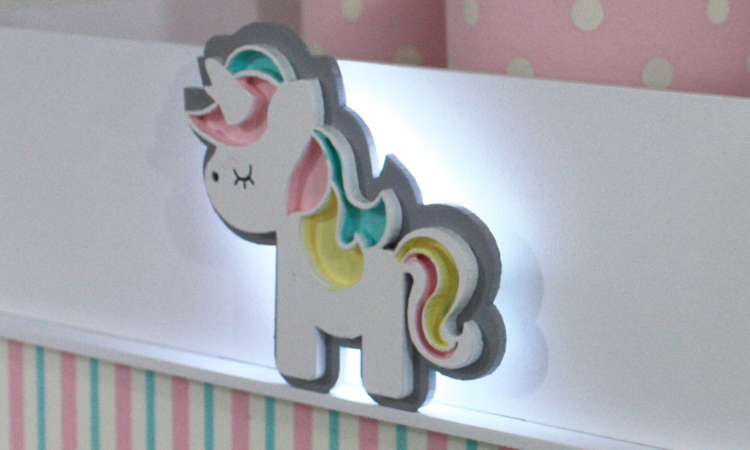 Bandeja e Potes LED Unicórnio 3D