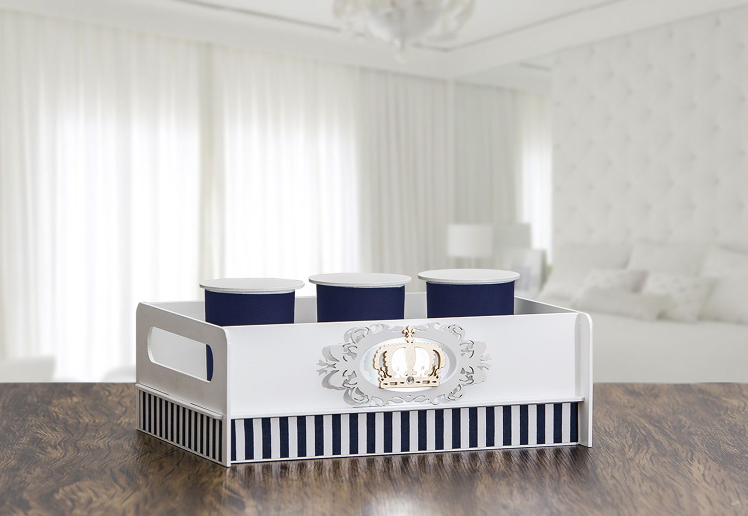 Bandeja e Potes LED Coroa Marinho