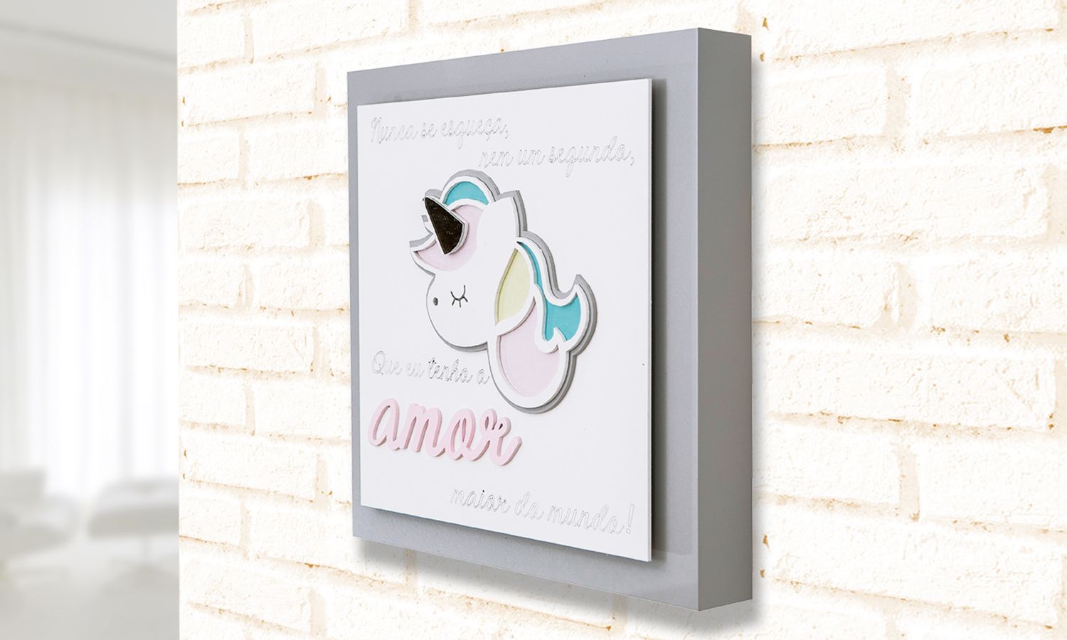 Quadro MDF Unicórnio 3D