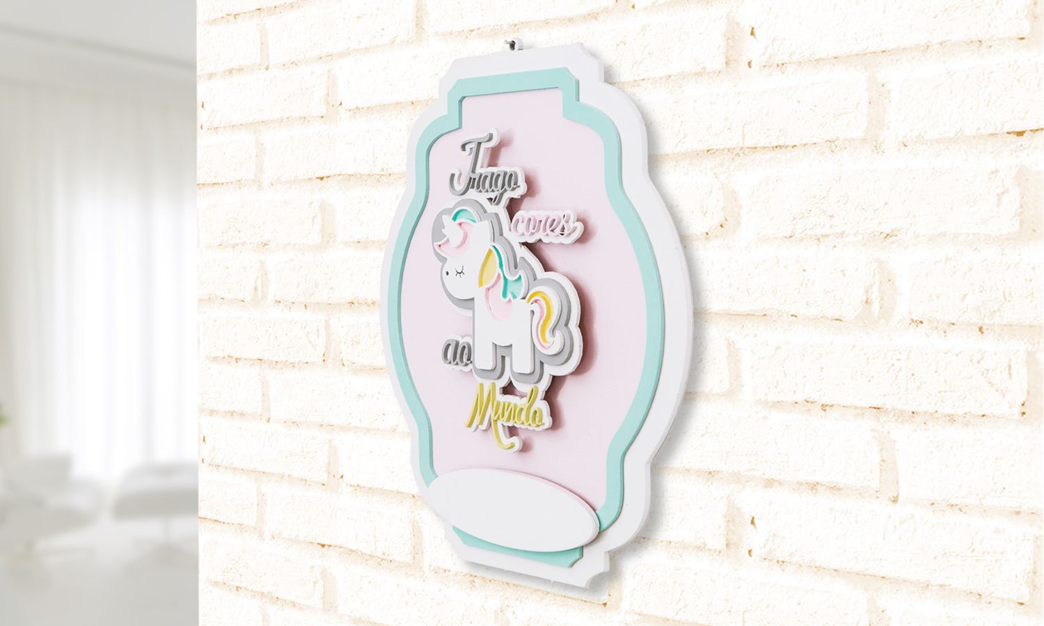 Porta Maternidade MDF Unicórnio 3D