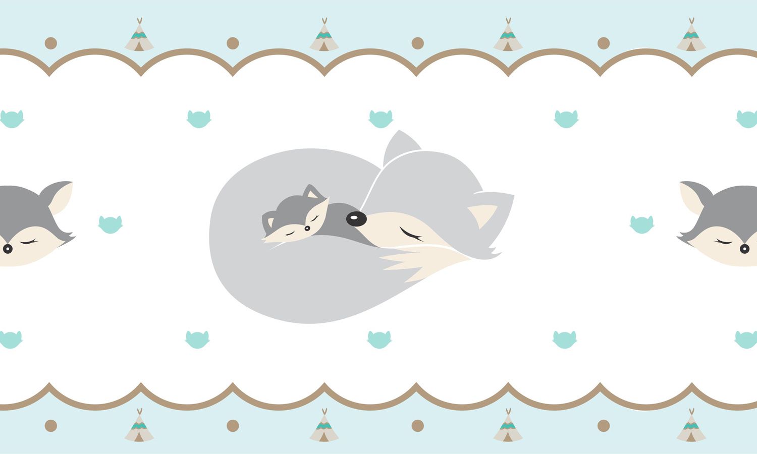 Faixa Adesiva de Parede Raposinhas Cinza