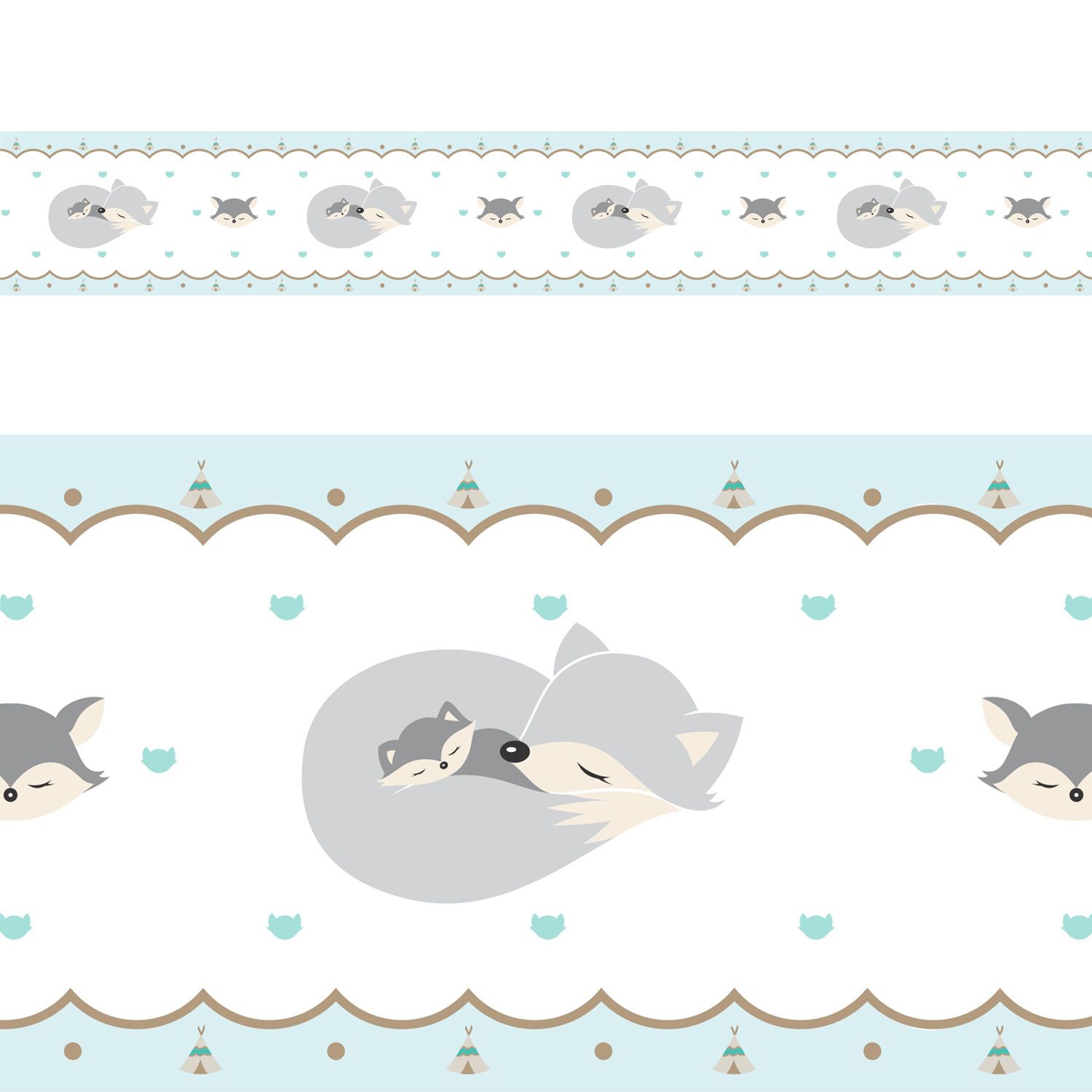 Faixa Adesiva de Parede Raposinhas Cinza