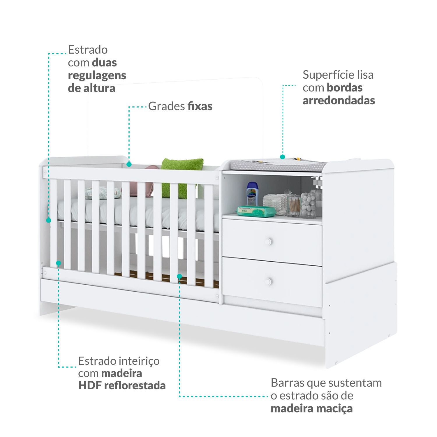 Berço com Trocador Branco Selena