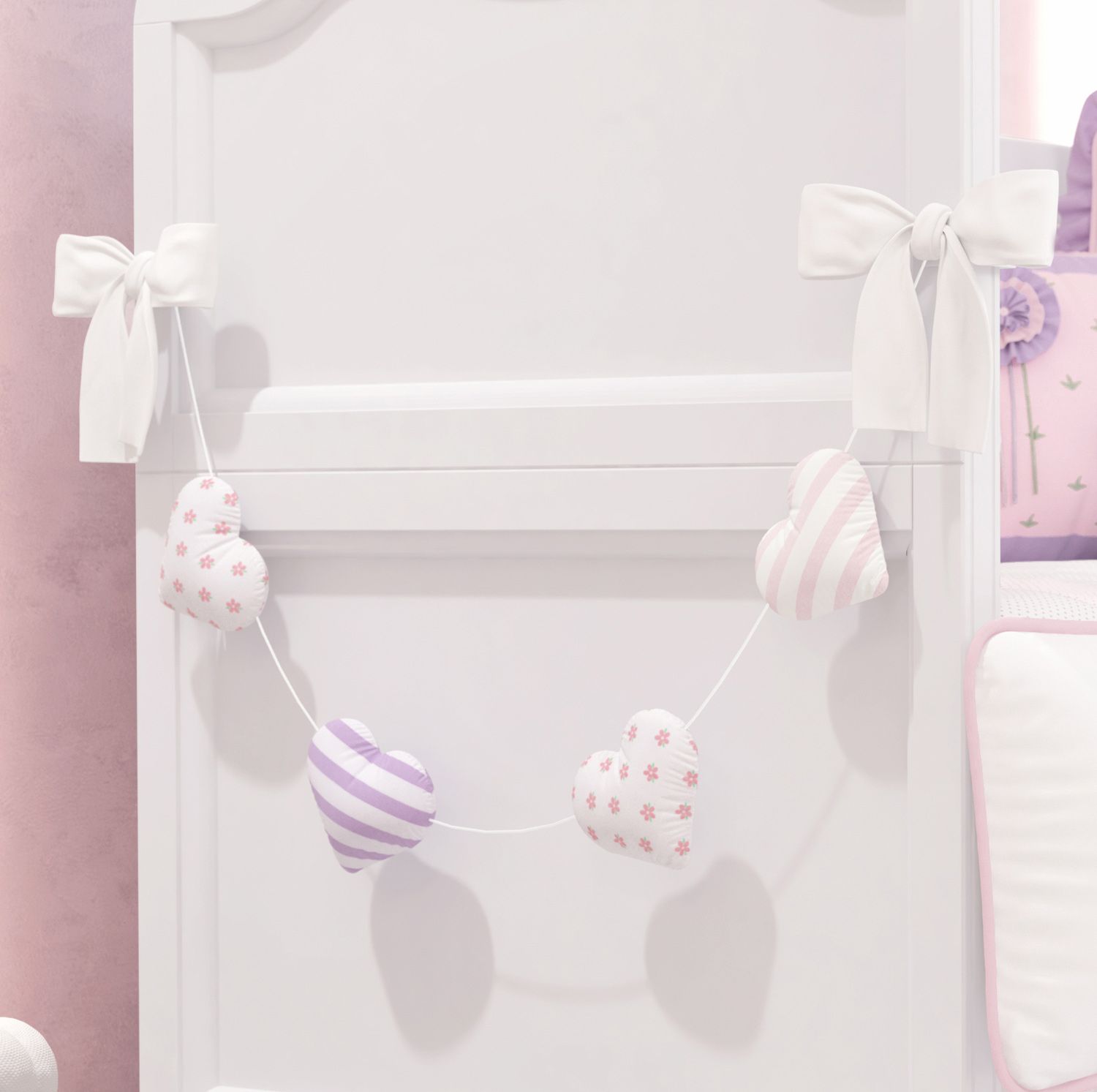 Varal de Berço Corações Floral Monet 70cm