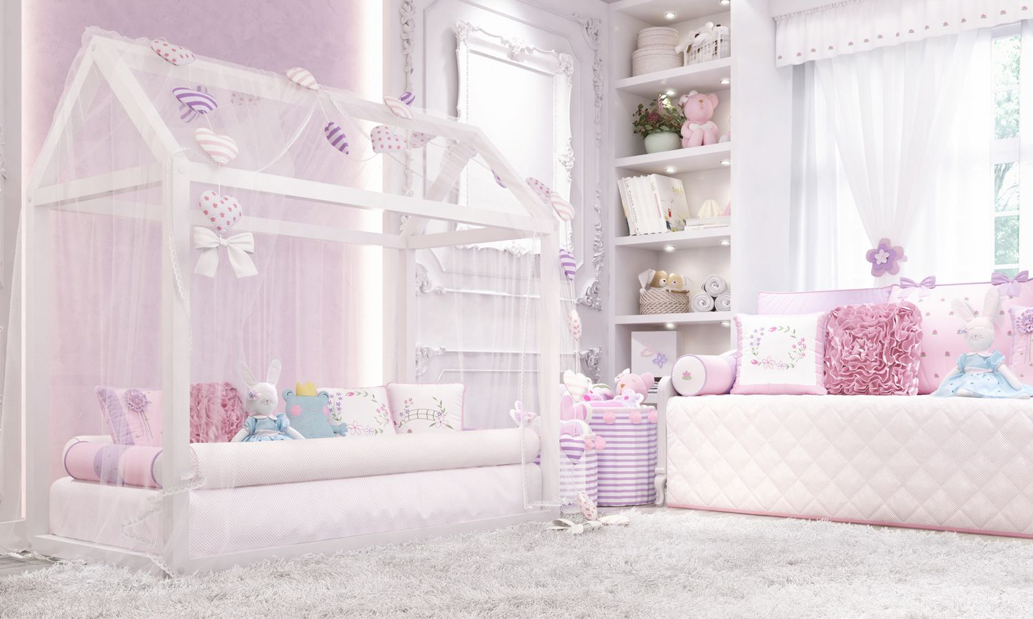 Varal de Berço Corações Floral Monet 70cm