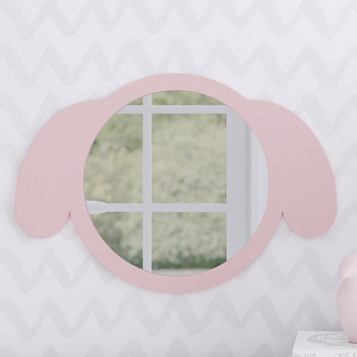 Espelho Redondo Amiguinha Cachorrinha Rosa 30cm