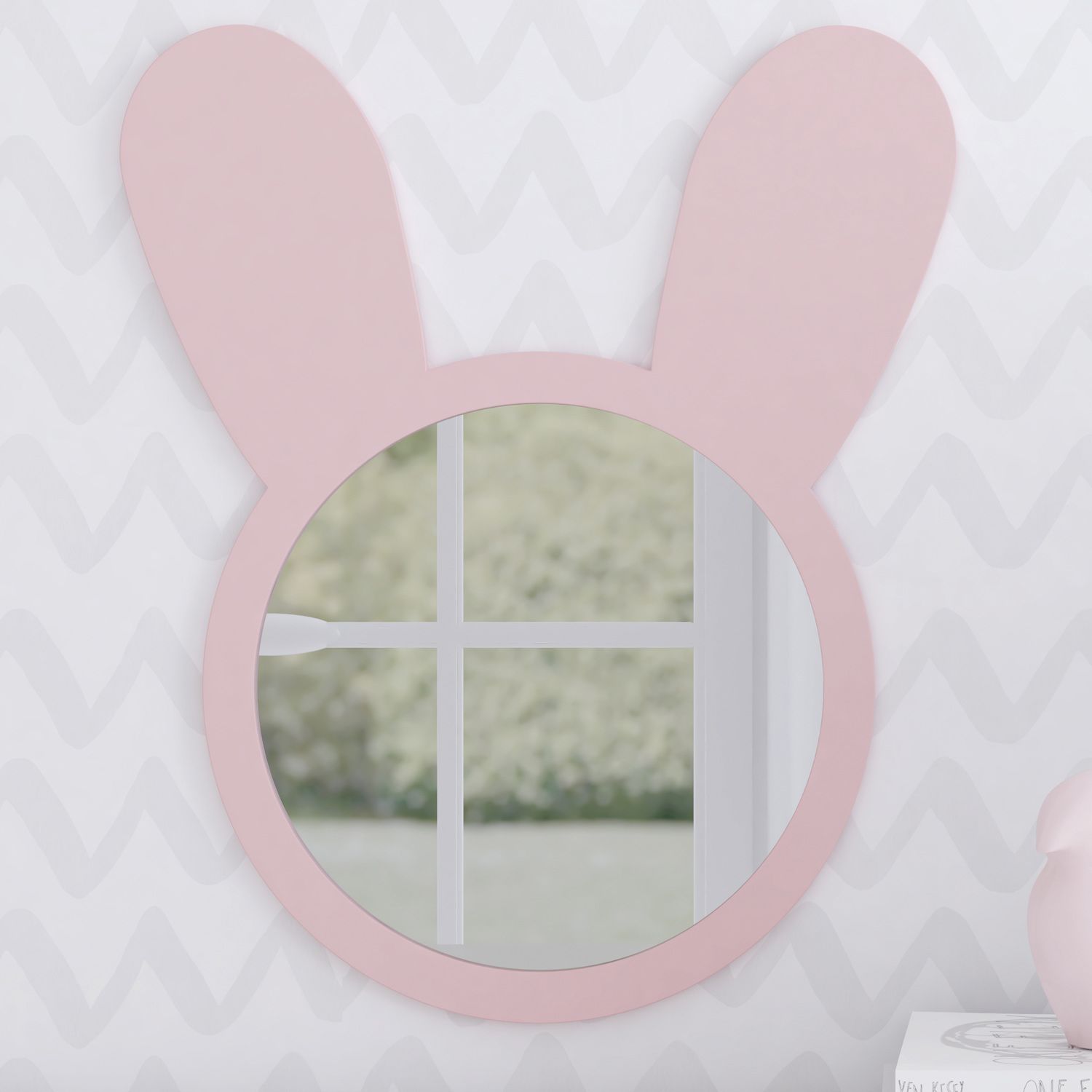 Espelho Redondo Amiguinha Coelhinha Rosa 44cm