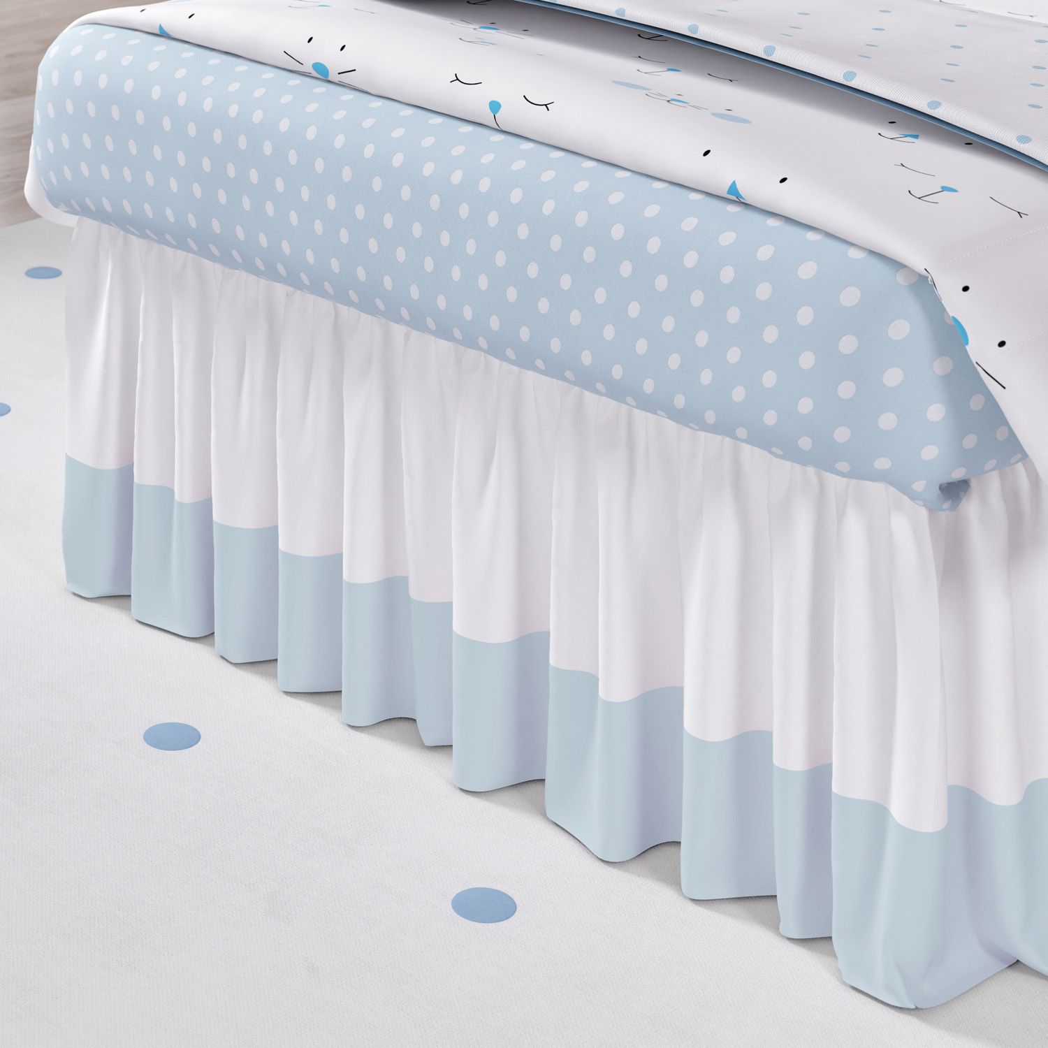 Saia de Cama Infantil Branco e Rosa