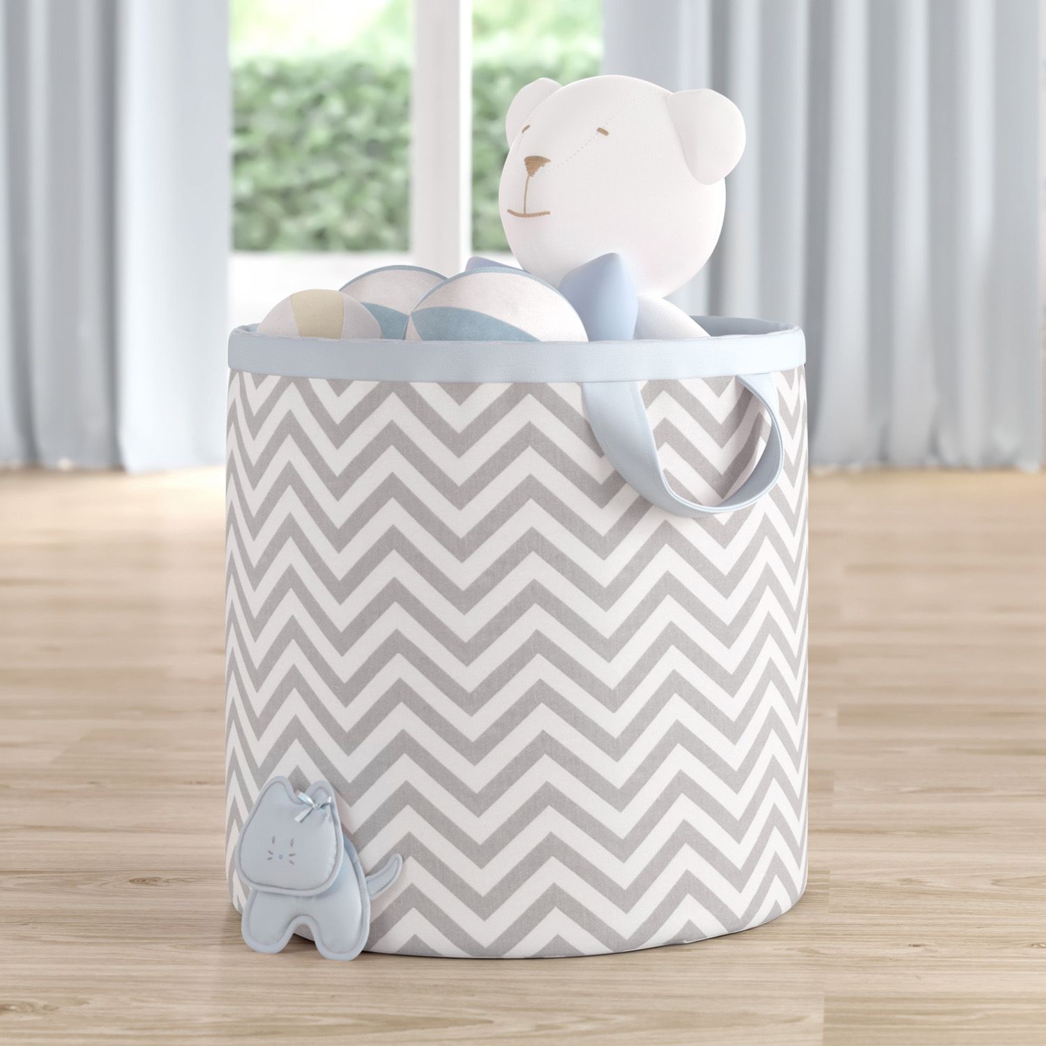 Cesto Organizador para Brinquedos Chevron Amiguinhas 42cm