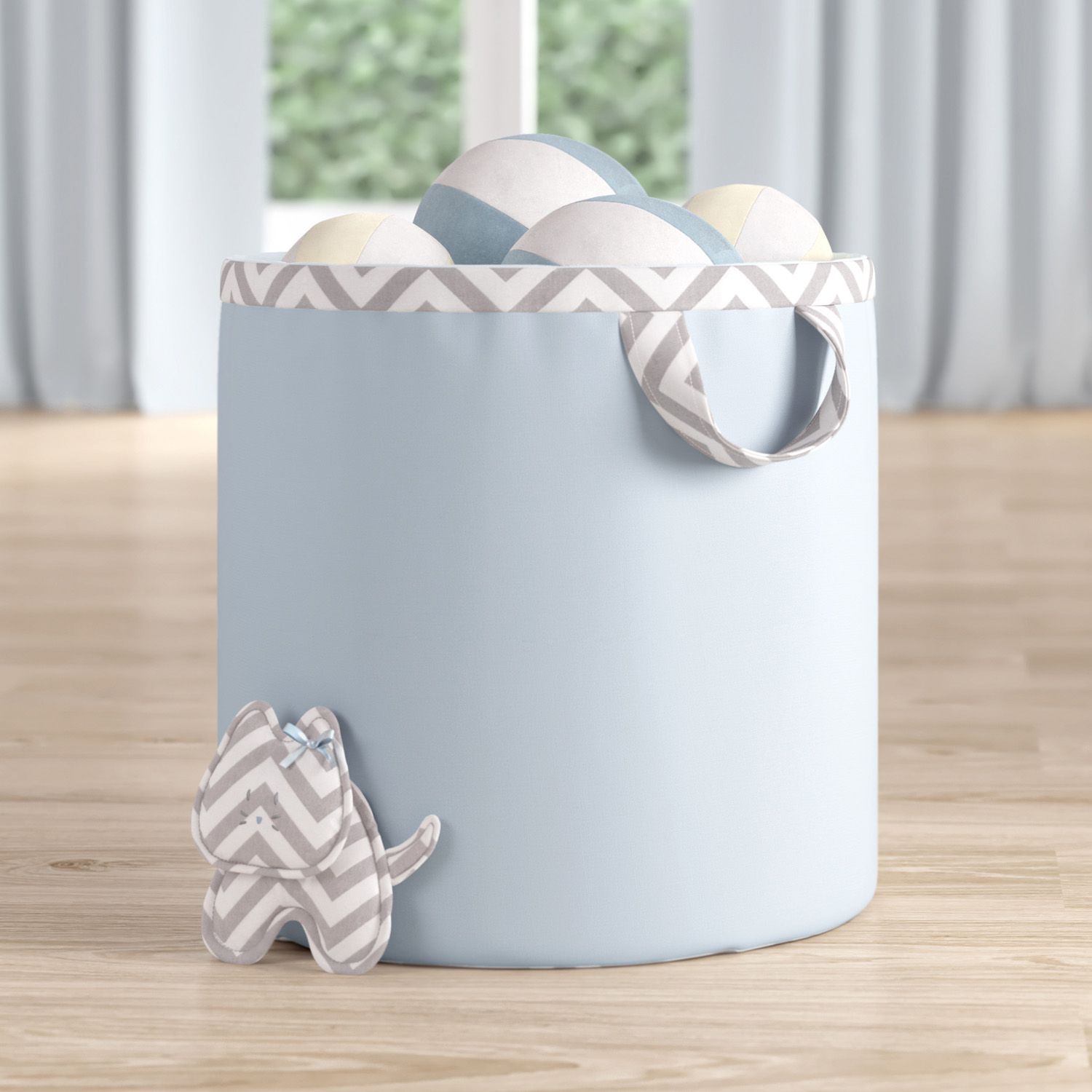 Cesto Organizador para Brinquedos Chevron Amiguinhas 35cm