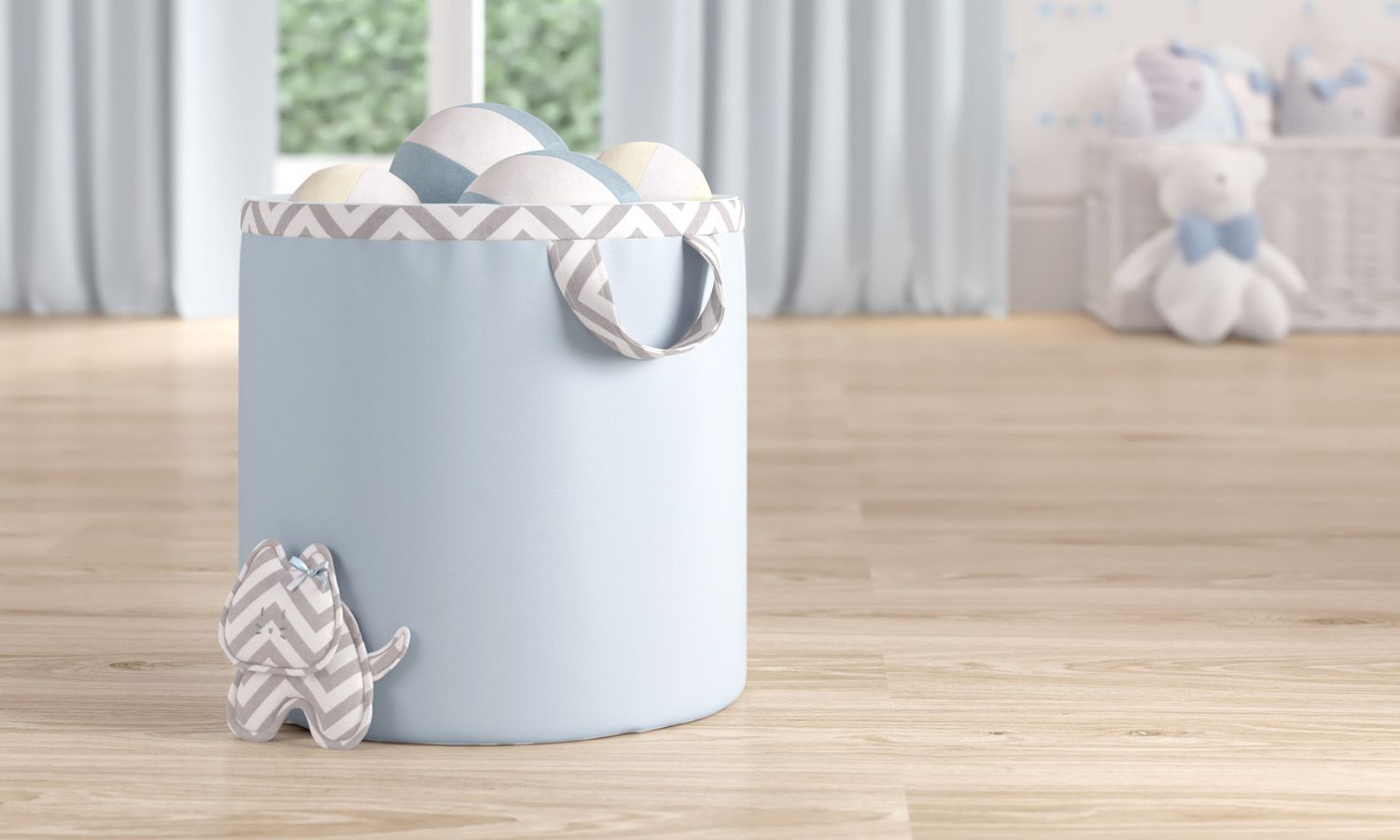 Cesto Organizador para Brinquedos Chevron Amiguinhas 35cm