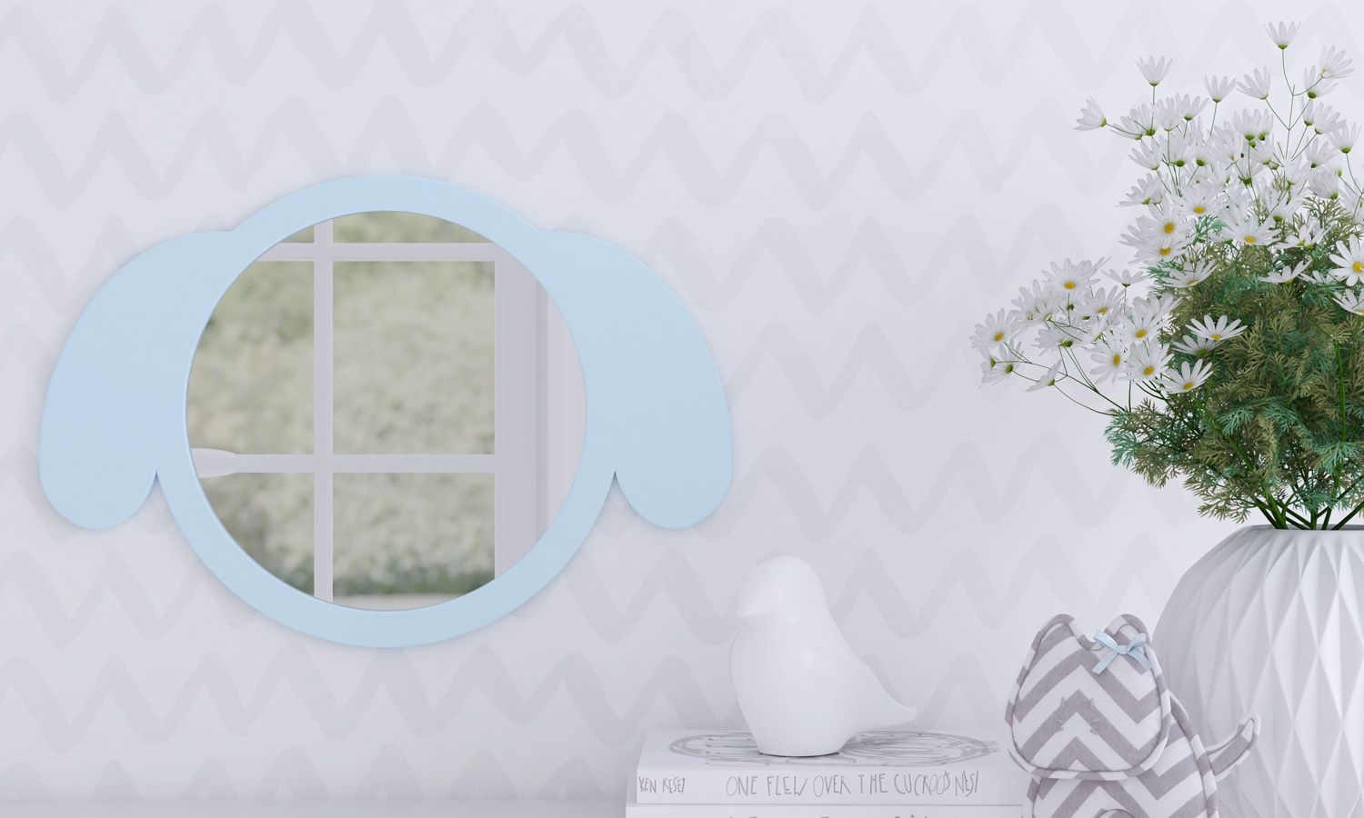 Espelho Redondo Amiguinha Cachorrinha Rosa 30cm