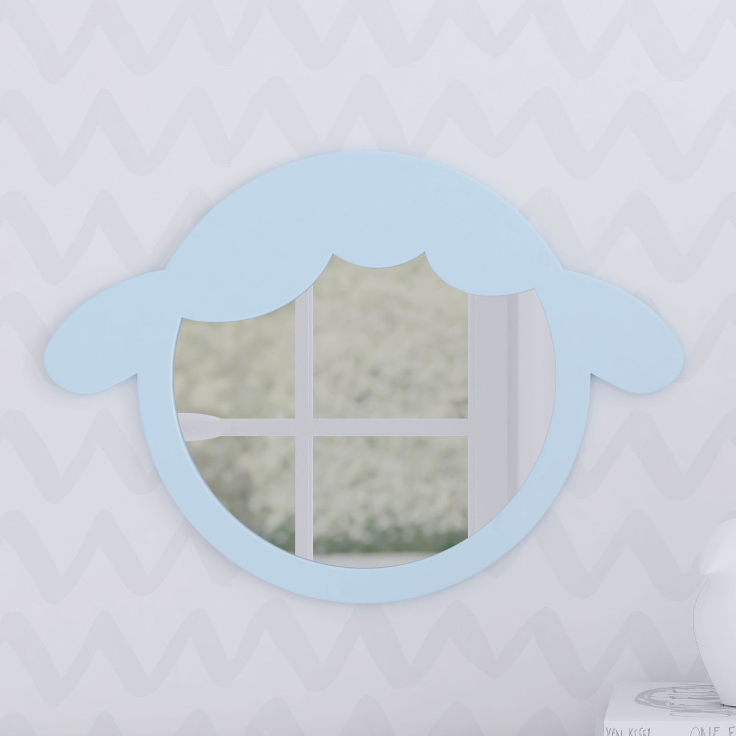 Espelho Redondo Amiguinha Ovelhinha Rosa 30cm