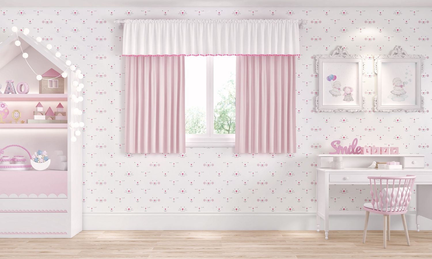 Cortina Infantil Amiguinhas 1,50m