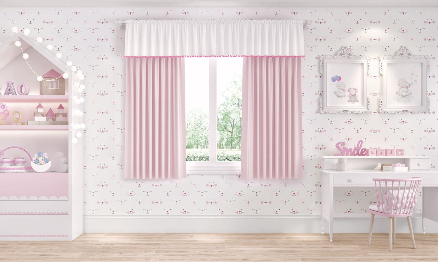 Cortina Infantil Amiguinhas 1,50m