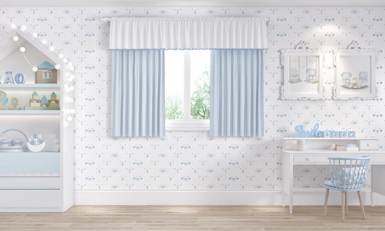 Cortina Infantil Amiguinhas 1,50m