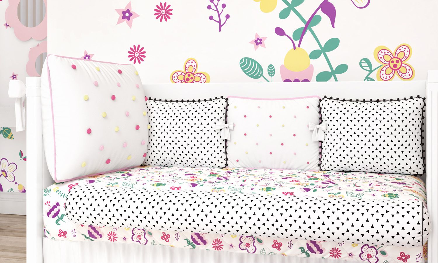 Kit Berço Floral Moderna