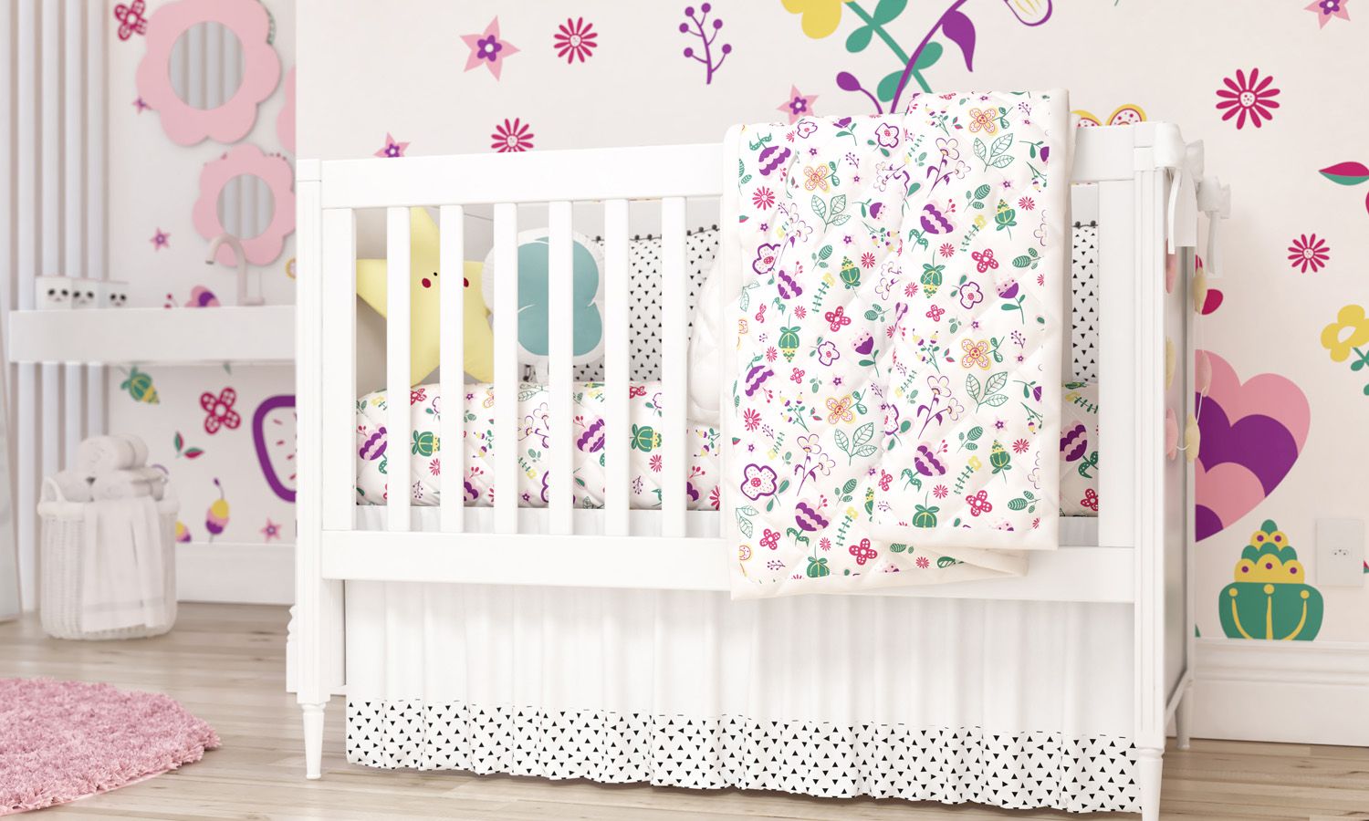 Kit Berço Floral Moderna