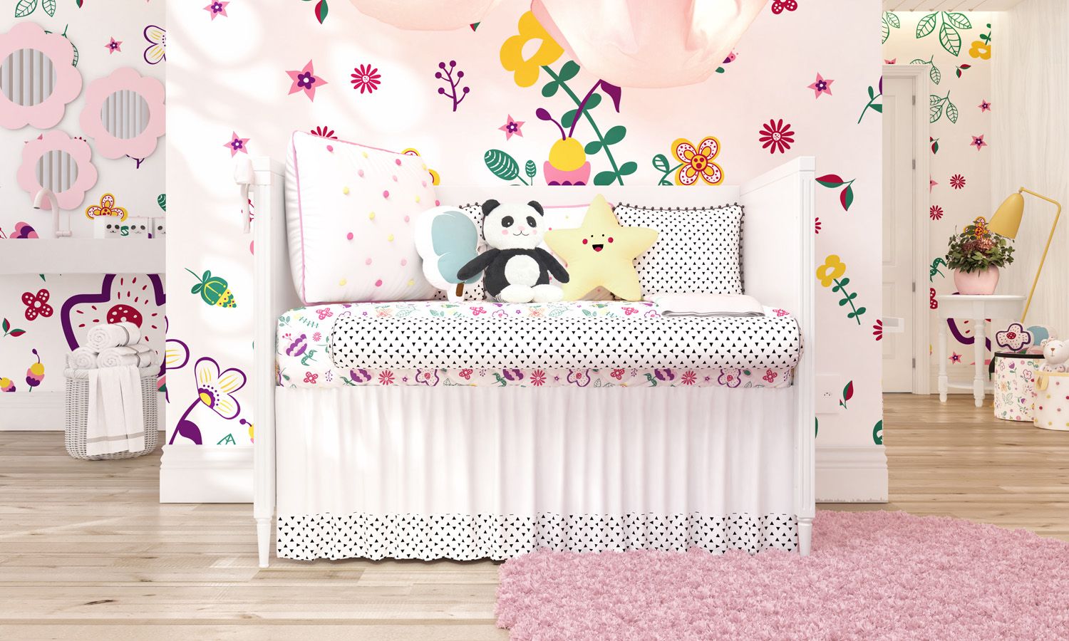 Kit Berço Floral Moderna