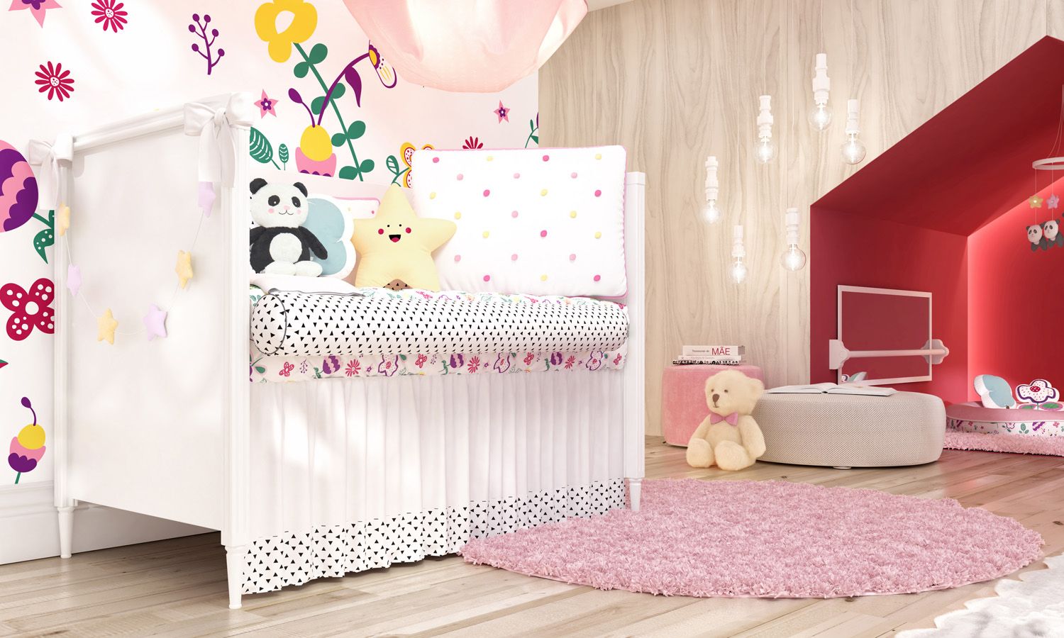 Kit Berço Floral Moderna