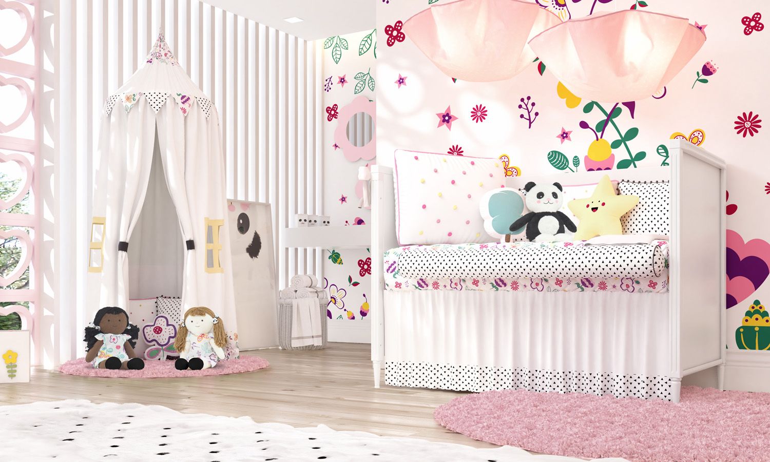 Kit Berço Floral Moderna