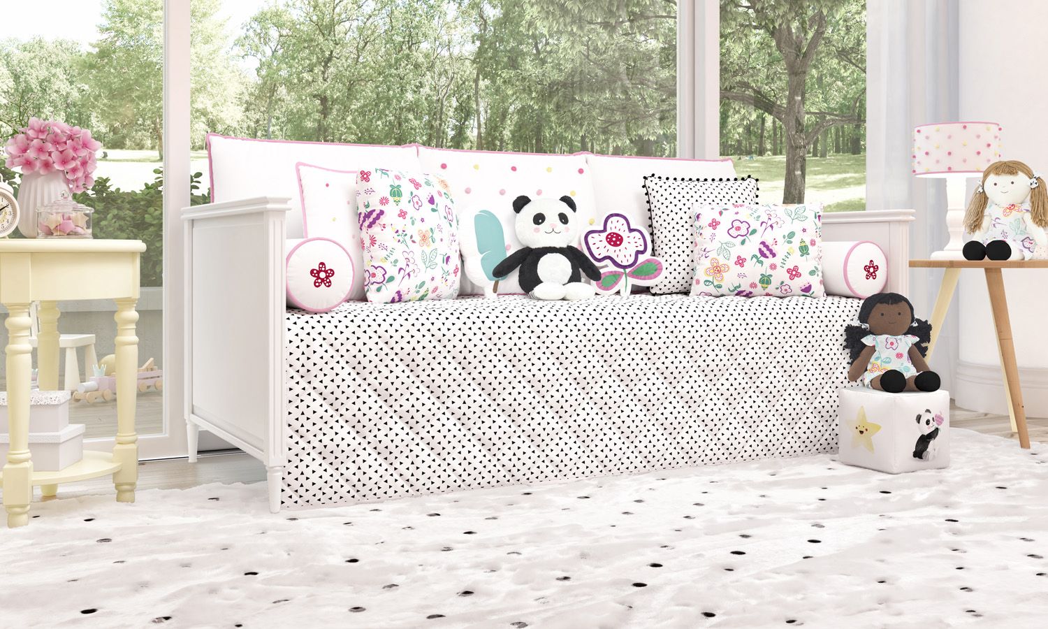 Kit Cama Babá Floral Moderna