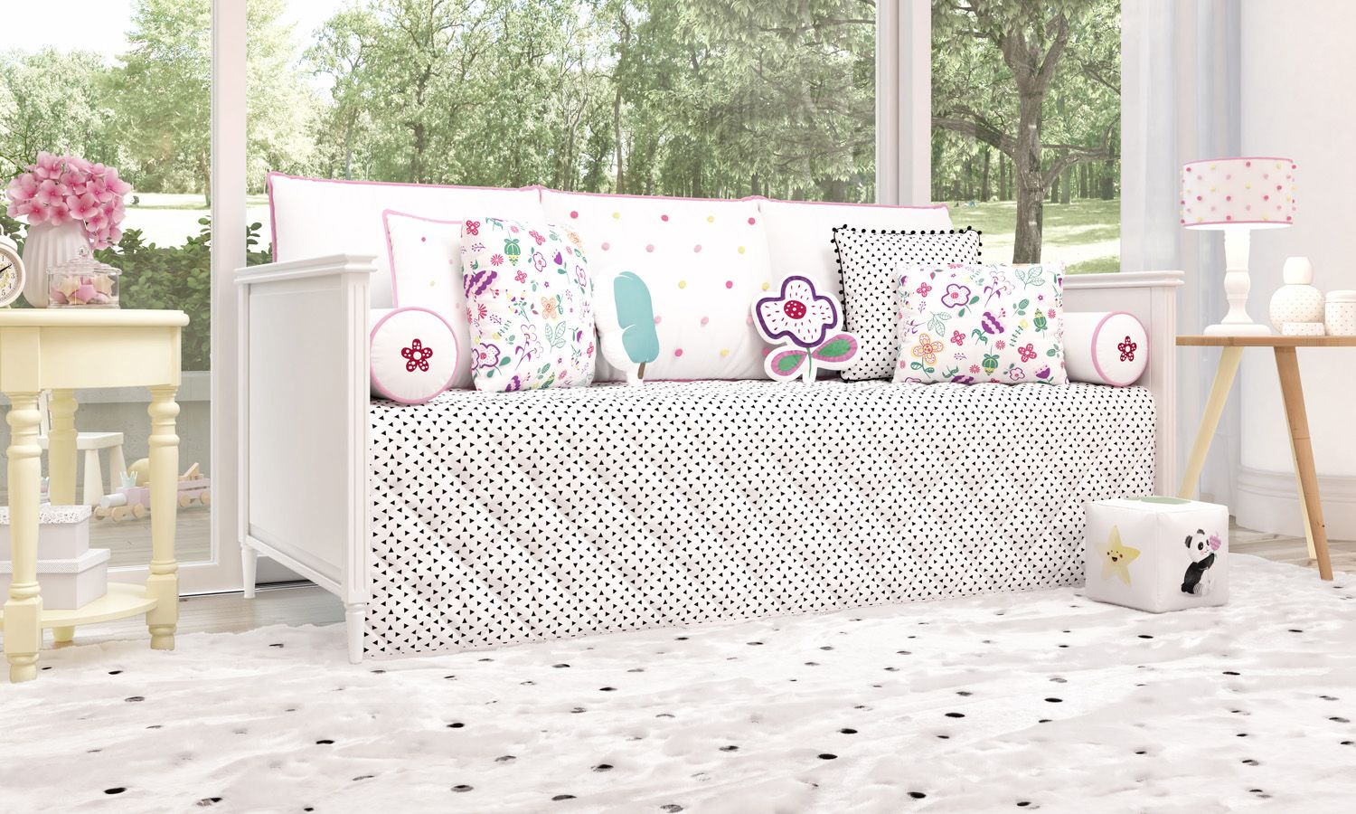 Kit Cama Babá Floral Moderna