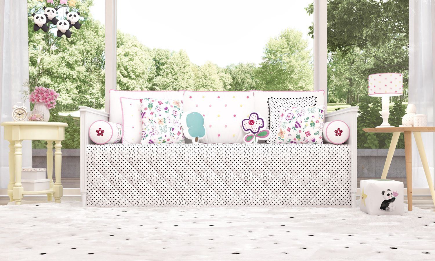 Kit Cama Babá Floral Moderna