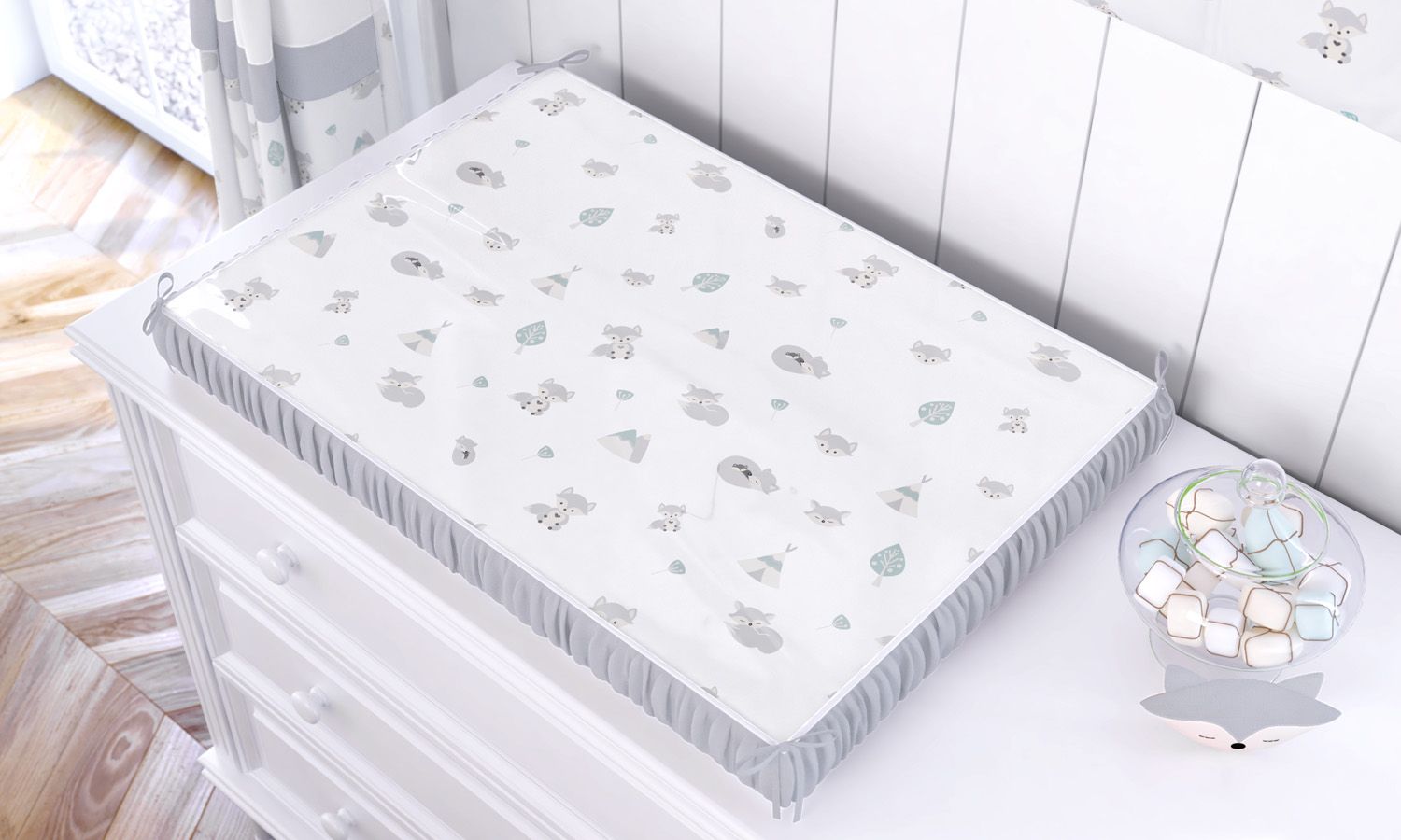 Trocador de Fraldas Raposinha Cinza