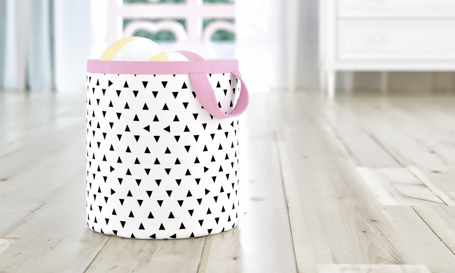 Cesto Organizador para Brinquedos Triângulos Floral Moderna 24cm