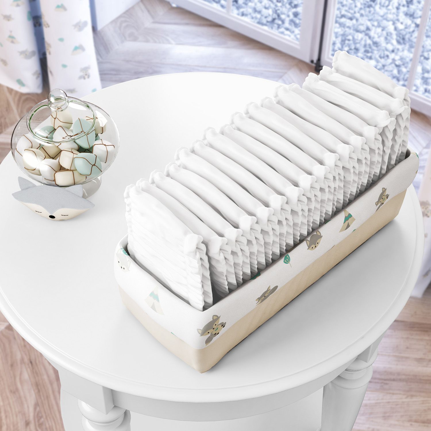 Cesto Organizador Raposinha Cinza 40cm