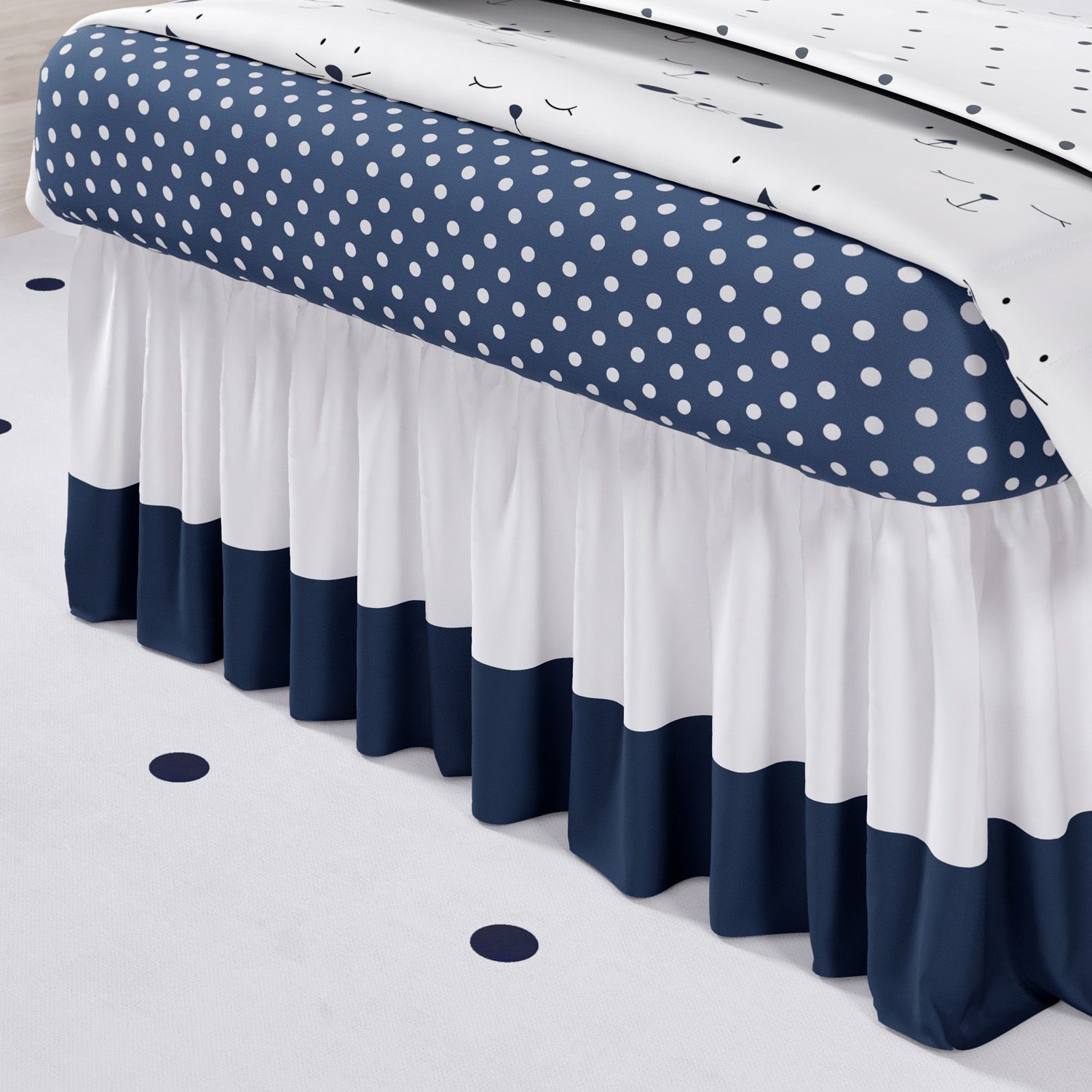 Saia de Cama Infantil Branco e Rosa