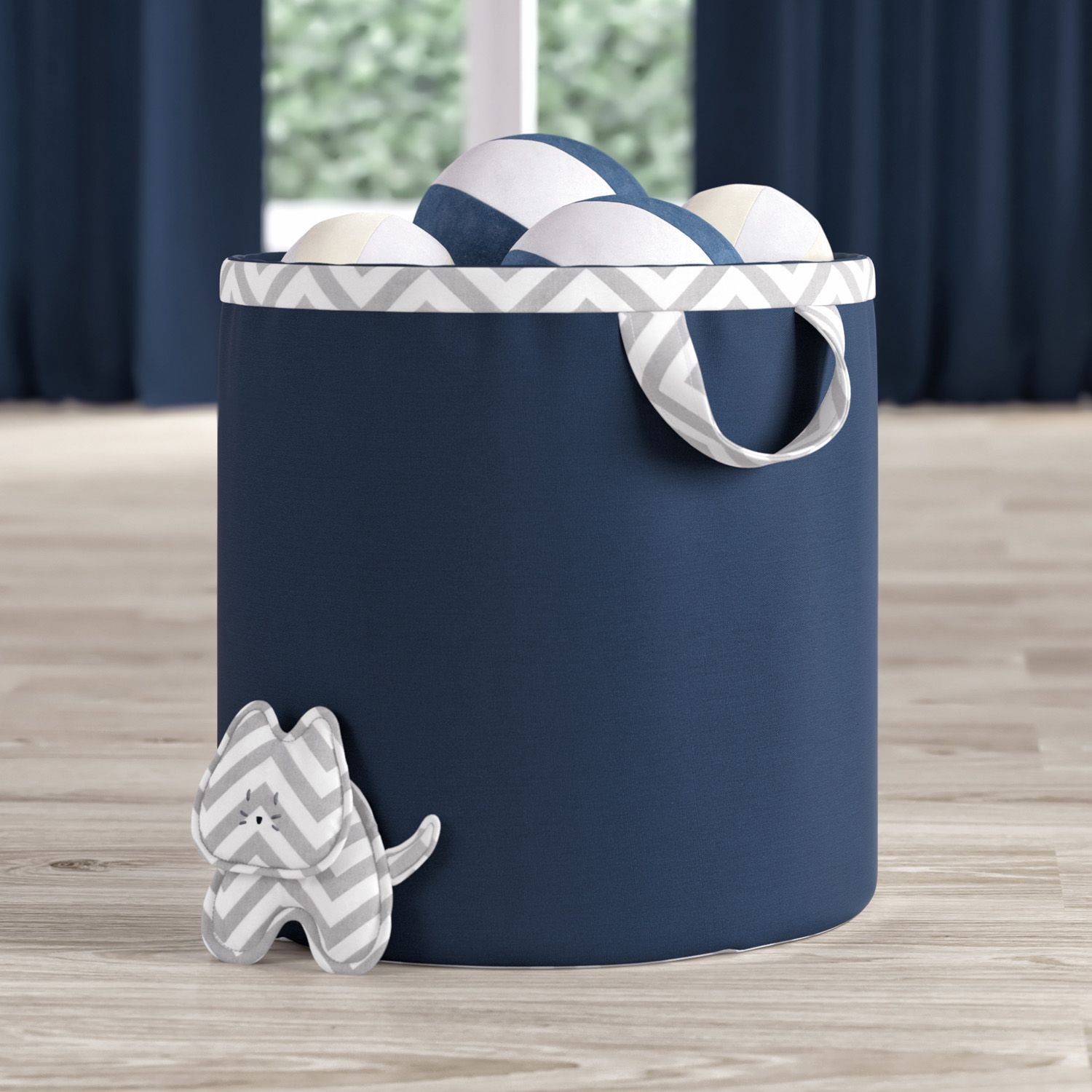 Cesto Organizador para Brinquedos Chevron Amiguinhas 35cm