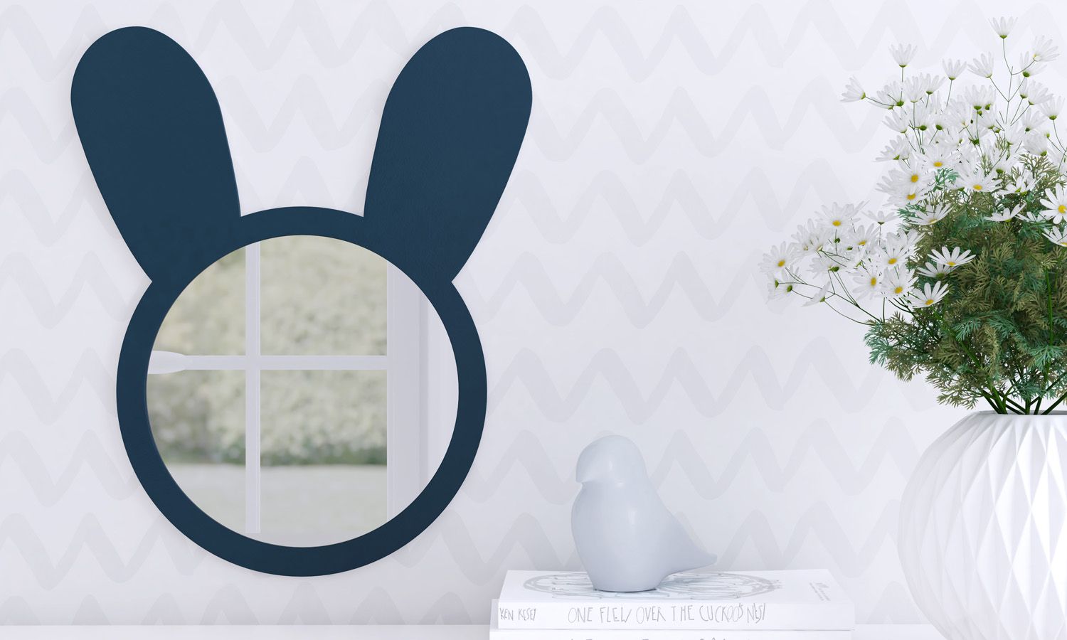 Espelho Redondo Amiguinha Coelhinha Rosa 44cm