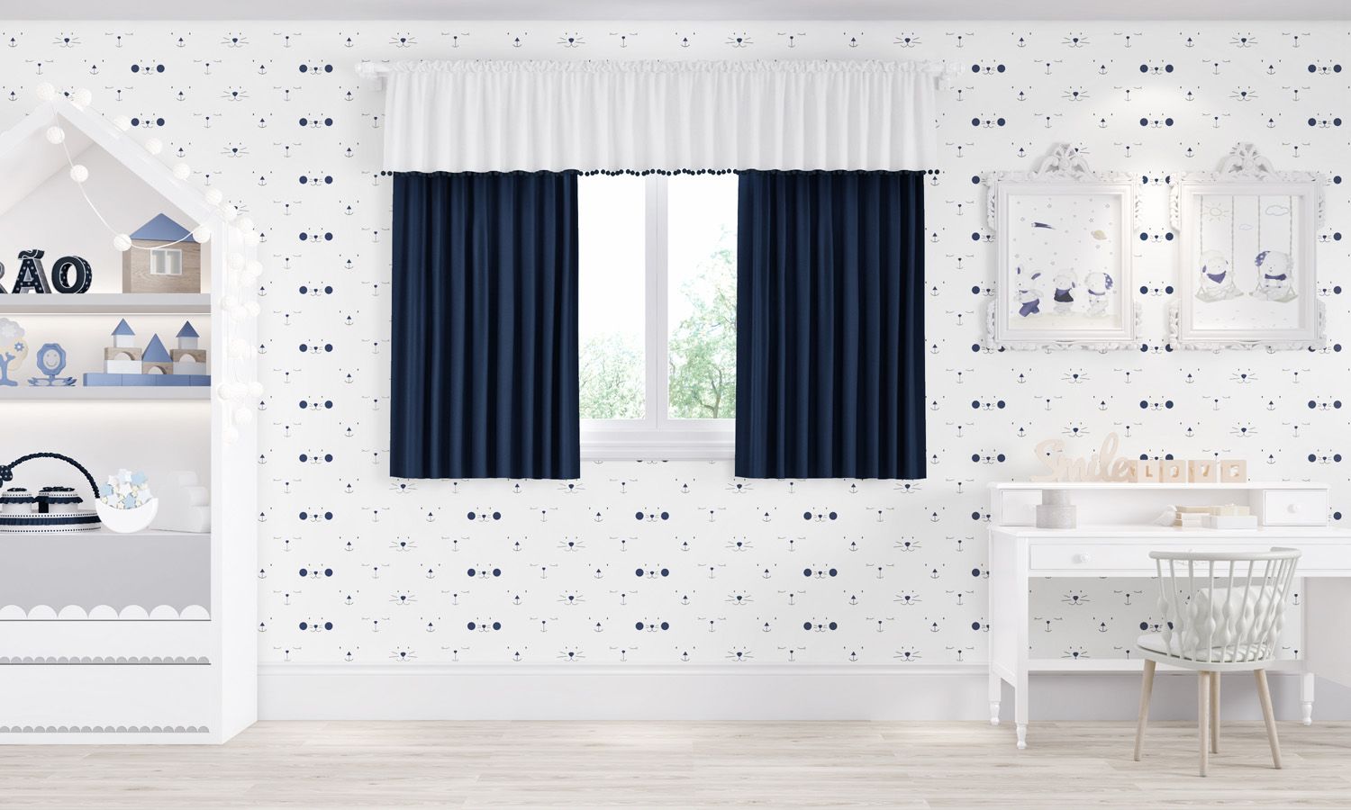 Cortina Infantil Amiguinhas 1,50m