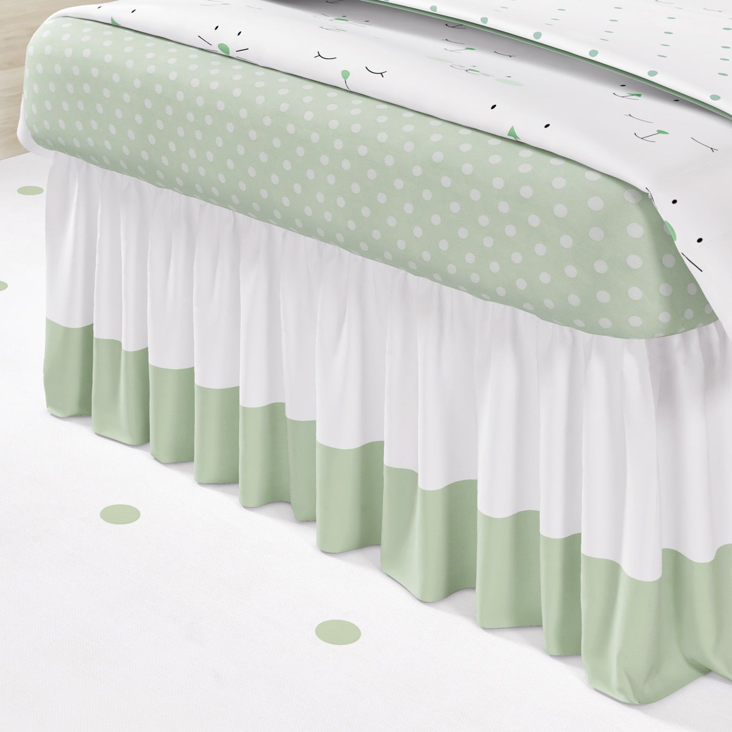 Saia de Cama Infantil Branco e Rosa