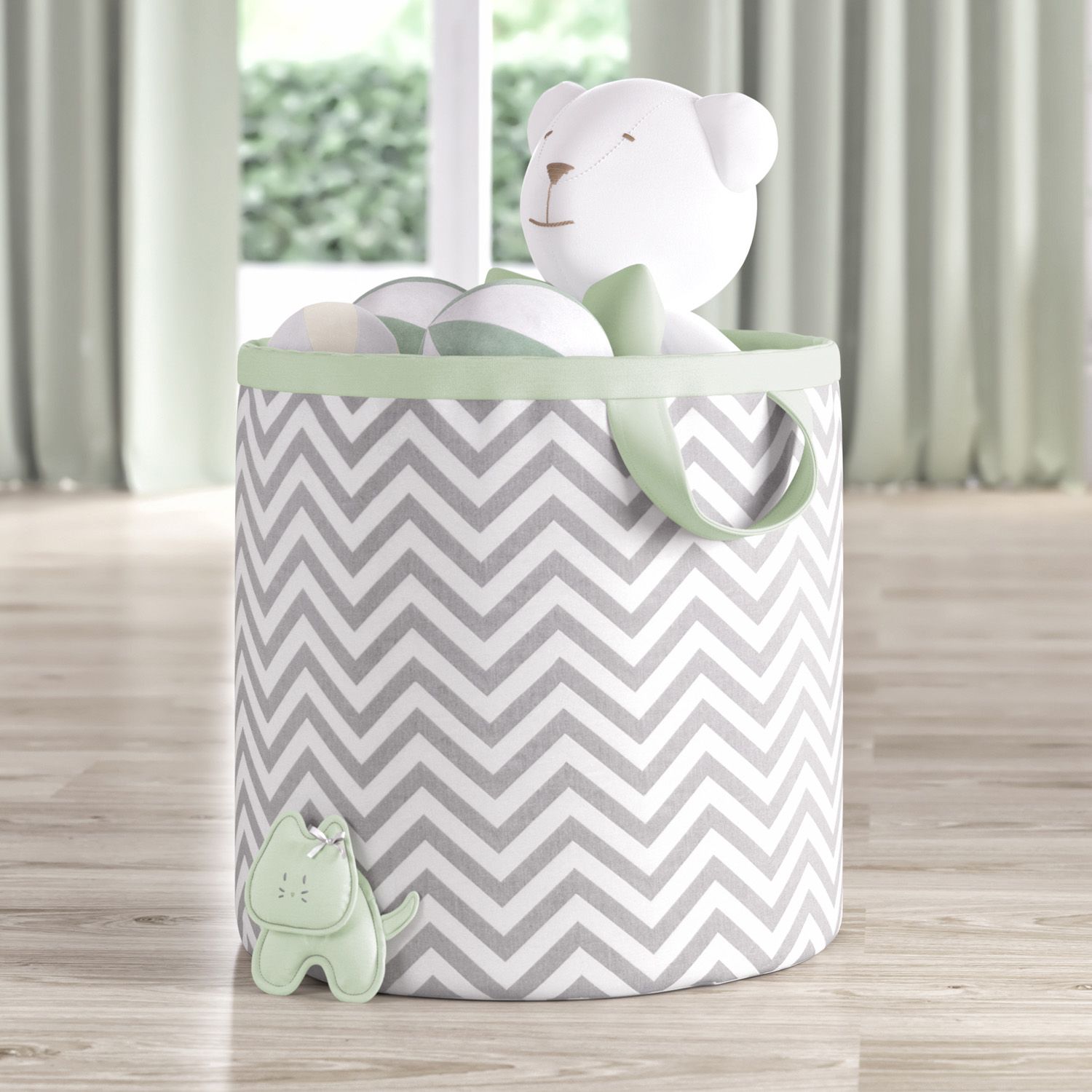 Cesto Organizador para Brinquedos Chevron Amiguinhas 42cm