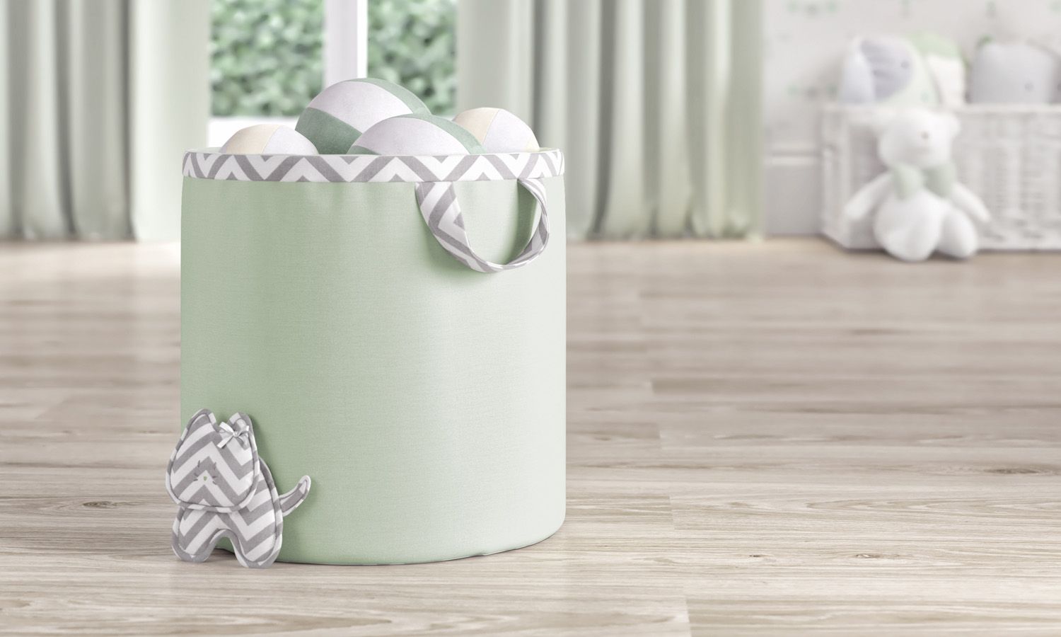 Cesto Organizador para Brinquedos Chevron Amiguinhas 35cm