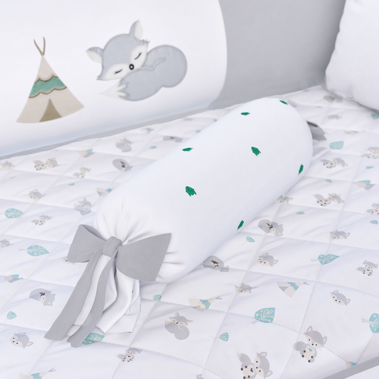 Almofada Apoio Bala Raposinha Cinza 60cm