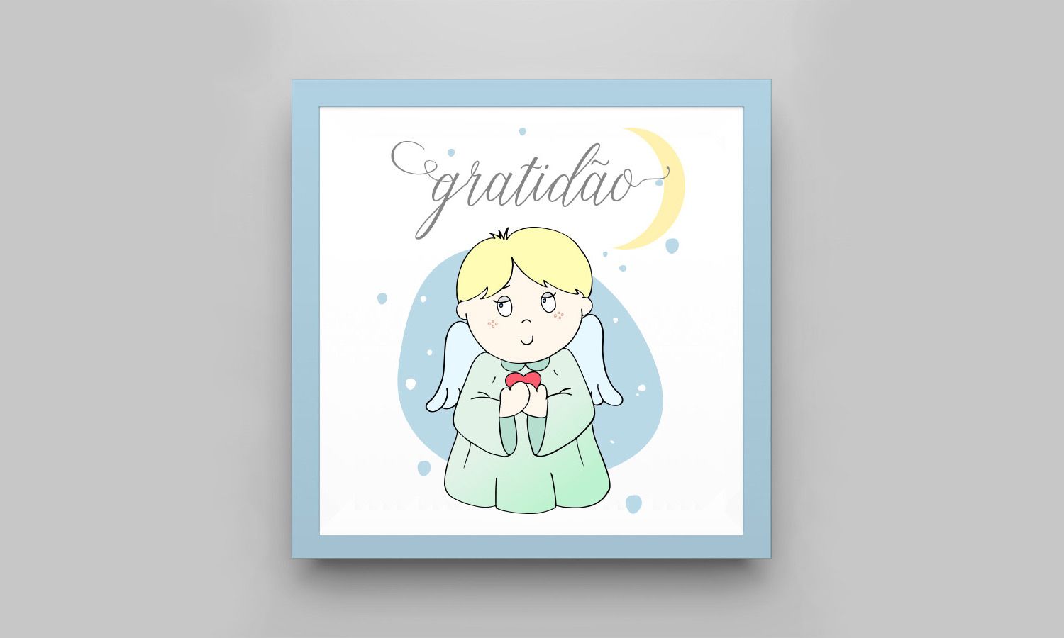 Quadro Anjinho Gratidão Verde/Azul 38cm - imagem 2