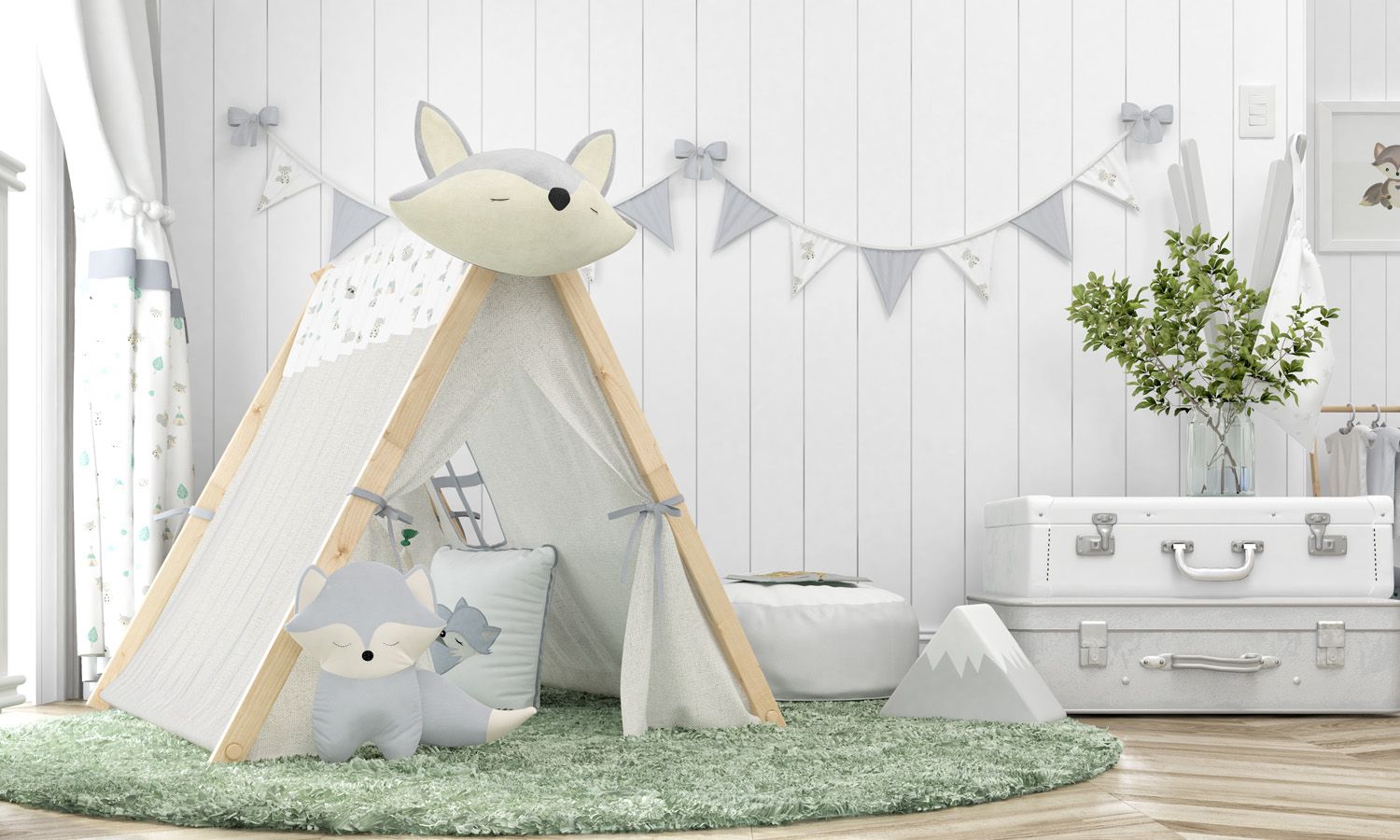 Cabana Quarto de Bebê Raposinha Laranja