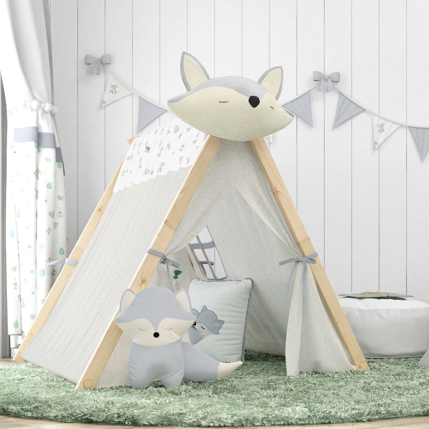 Cabana Quarto de Bebê Raposinha Laranja