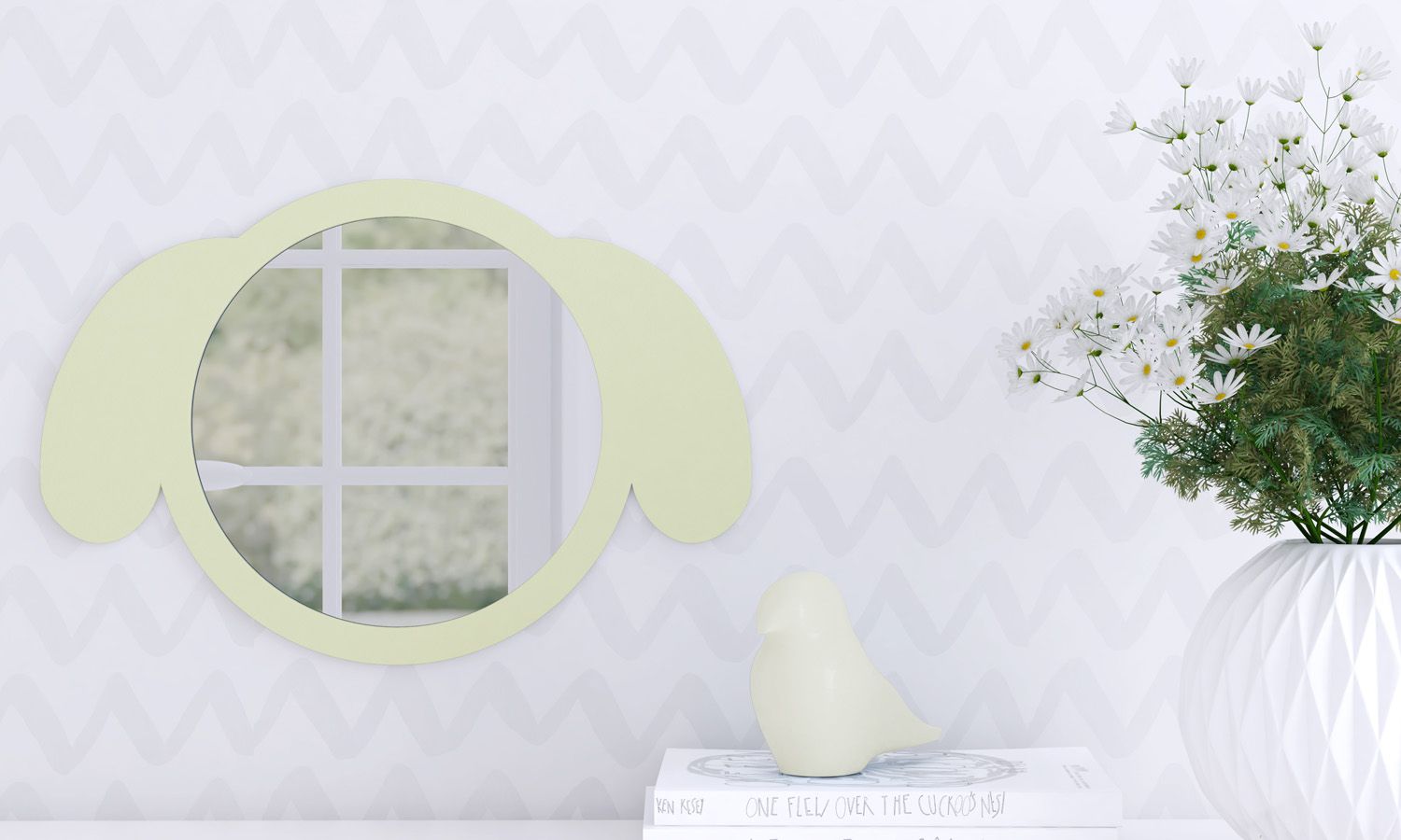 Espelho Redondo Amiguinha Cachorrinha Rosa 30cm