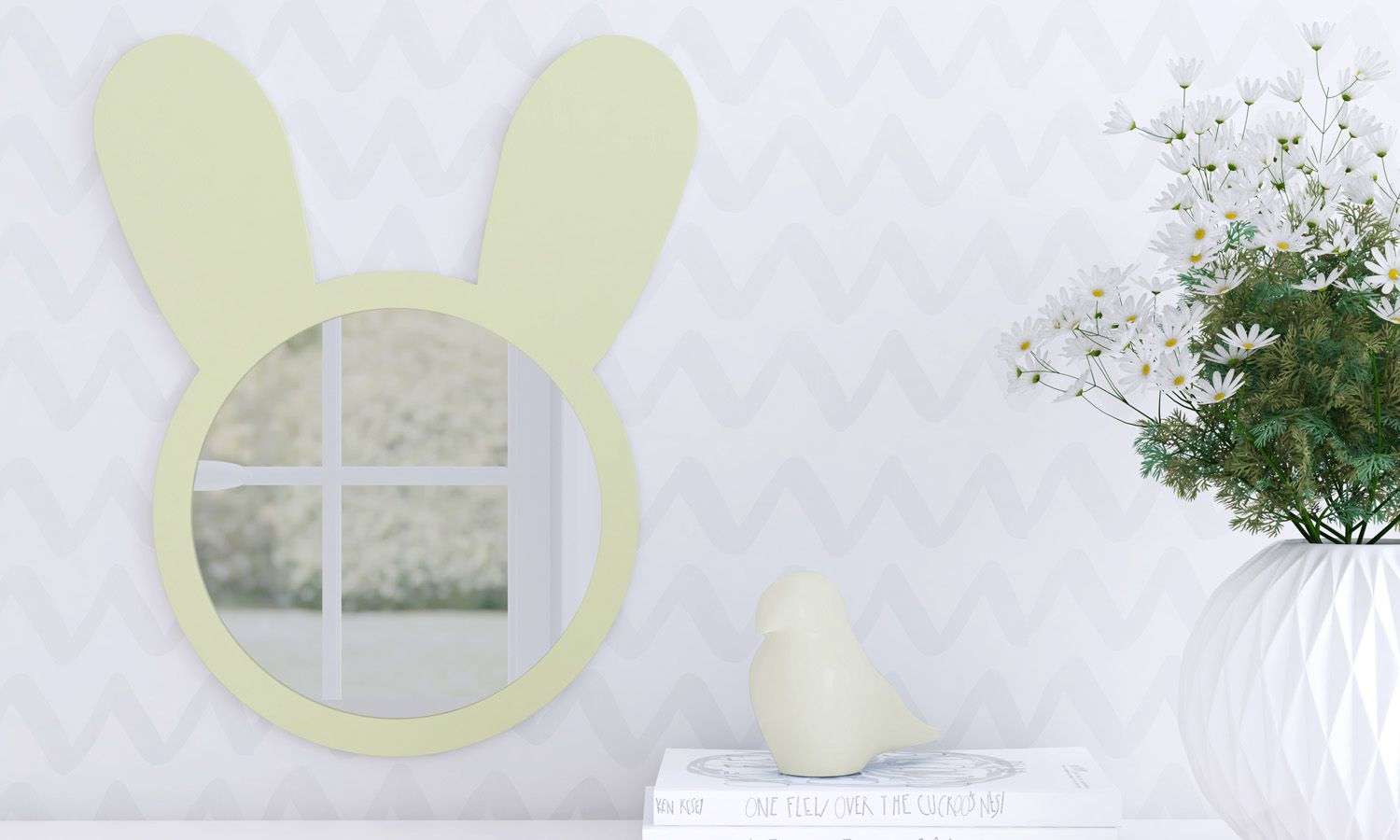 Espelho Redondo Amiguinha Coelhinha Rosa 44cm