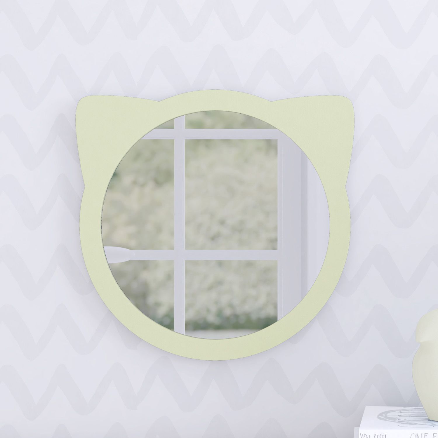 Espelho Redondo Amiguinha Gatinha Rosa 30cm