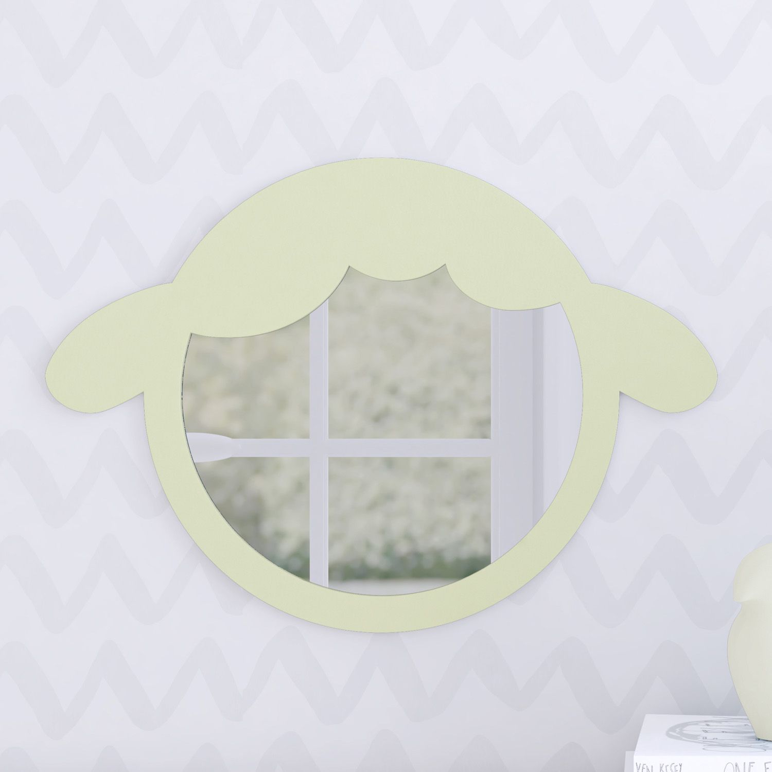 Espelho Redondo Amiguinha Ovelhinha Rosa 30cm