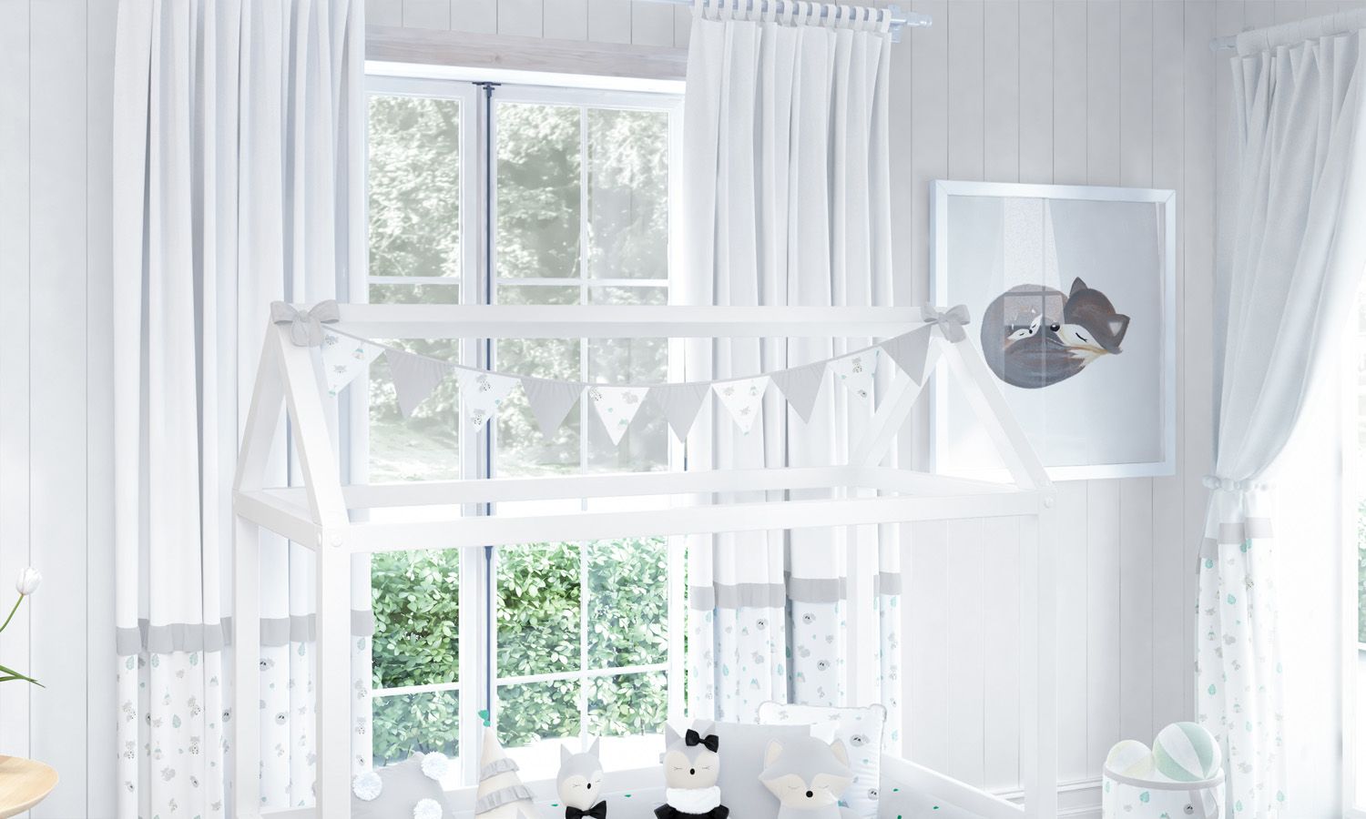 Varal de Berço Bandeirinhas Raposinha 1,60m