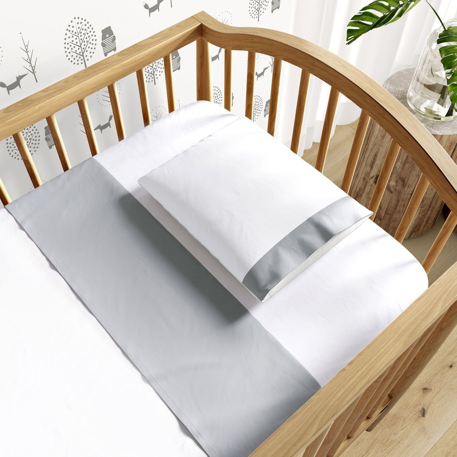 Jogo de Lençol Berço Cinza 3 peças